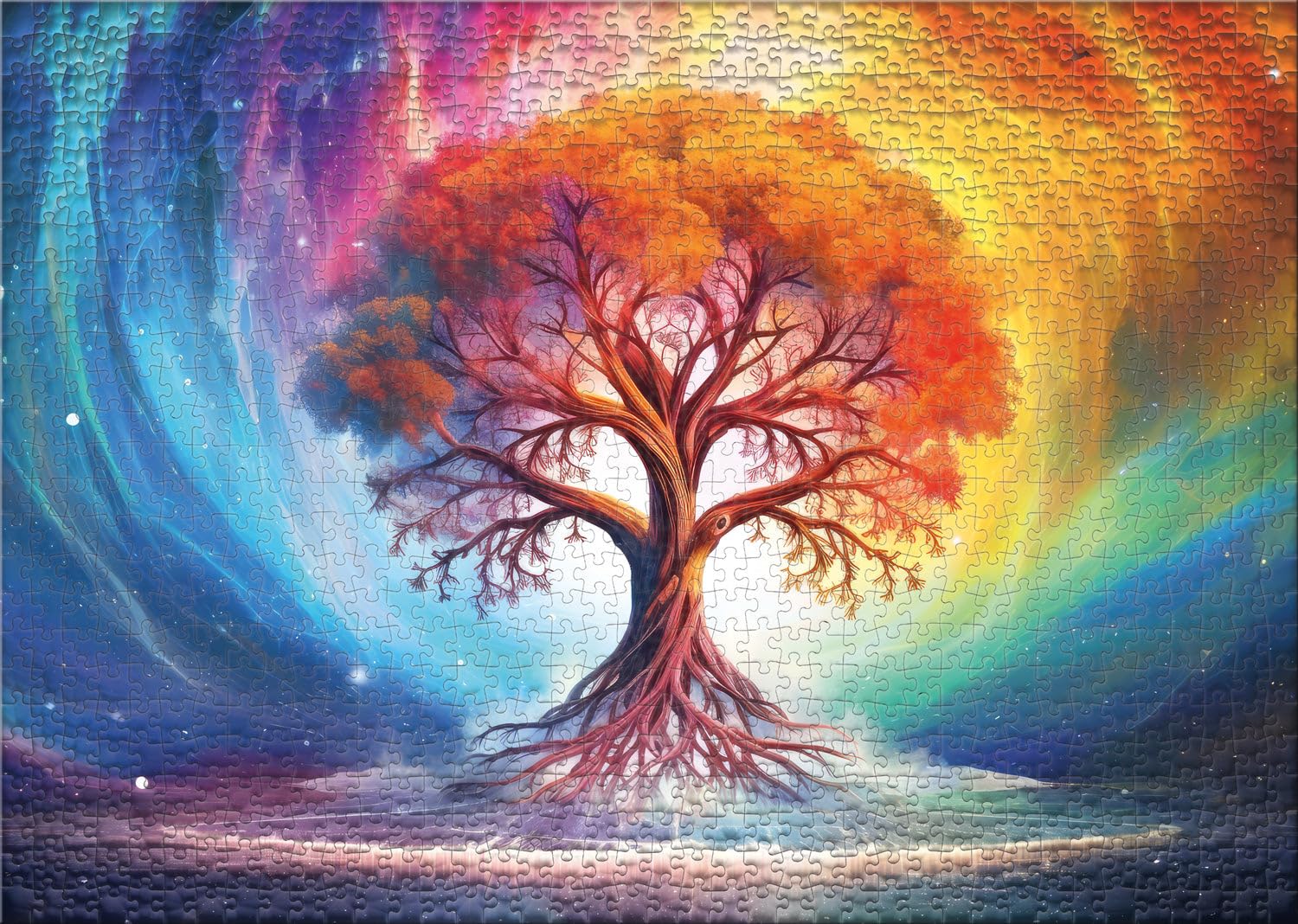 Ulmer Puzzleschmiede Puzzle de 2000 pièces « Universal Tree » - Motif arbre de vie aux couleurs intenses au design moderne