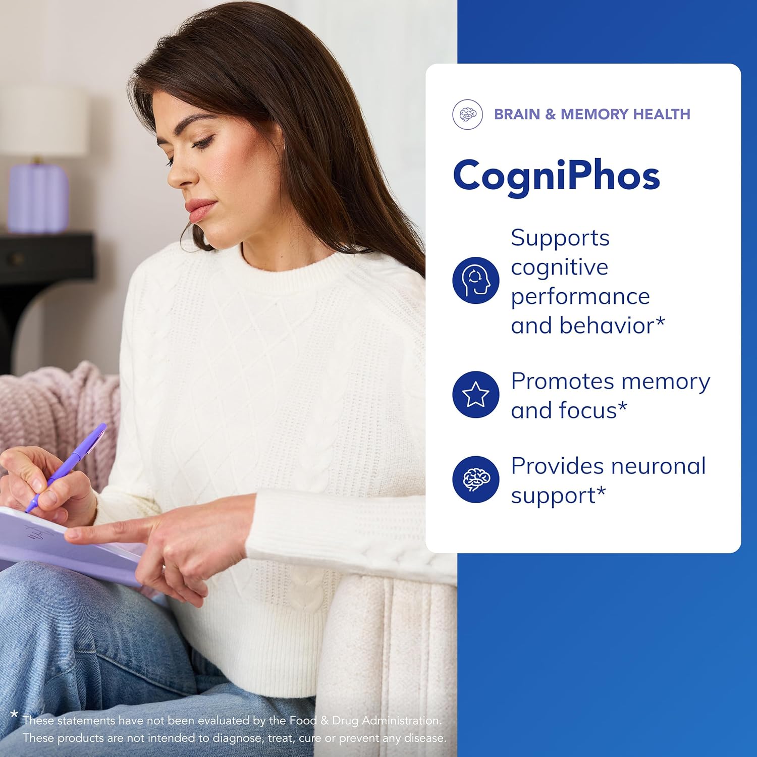 Pure Encapsulations CogniPhos - Acetyl-L-Carnitine Supplement with Cognizin Citicoline & Phosphatidylserine - Supports Memory & Positive Mindset - Vitamin B6 & Zinc - Gluten-Free - 120 Capsules
