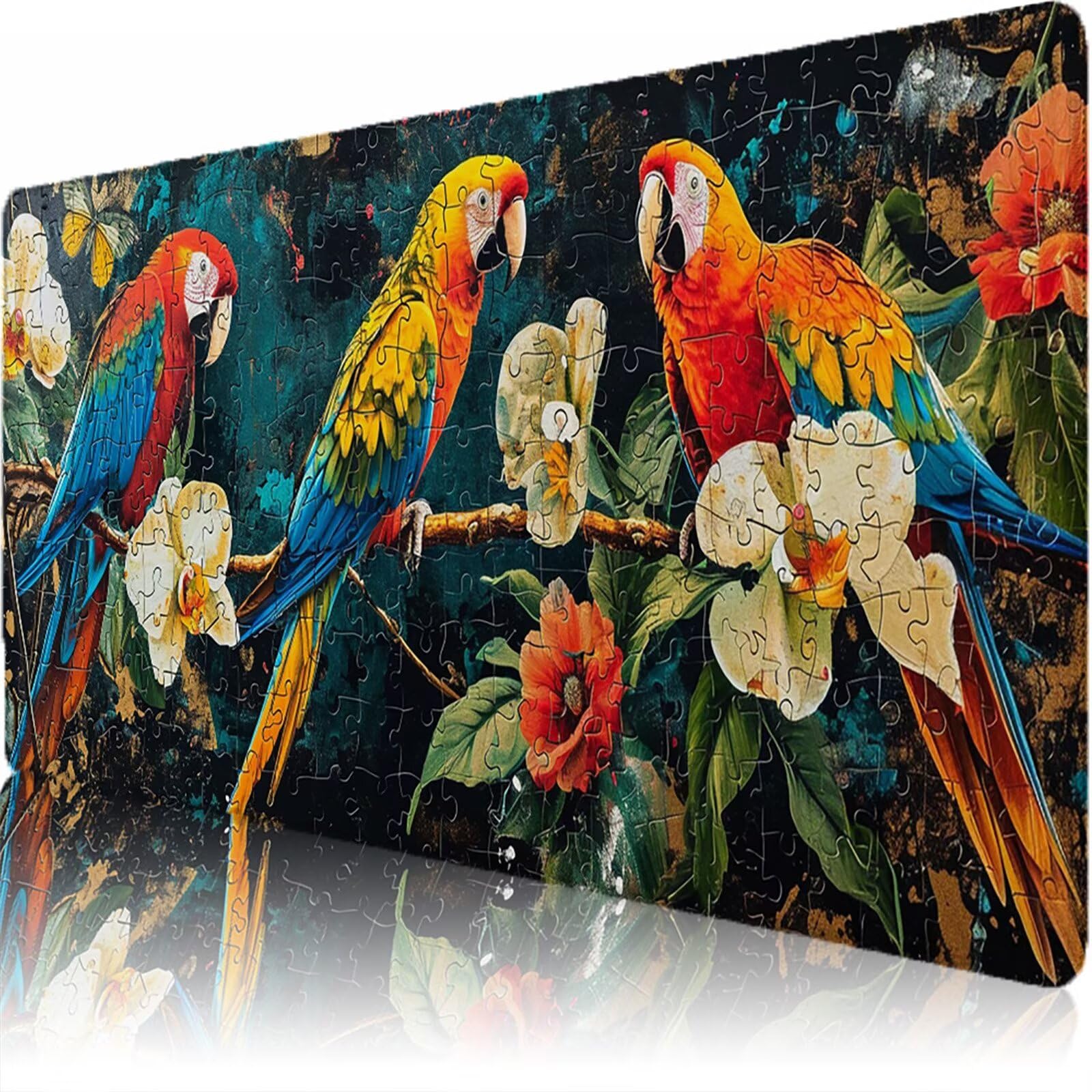 Alfombrilla Ratón XXL 1200 x 600 x 3 mm, Alfombrilla Escritorio, Loro Grande Protector de Mesa con Base de Goma Antideslizante y Bordes Cosidos, Impermeable, para Oficina, PC, Gaming (Flor) L-x8502