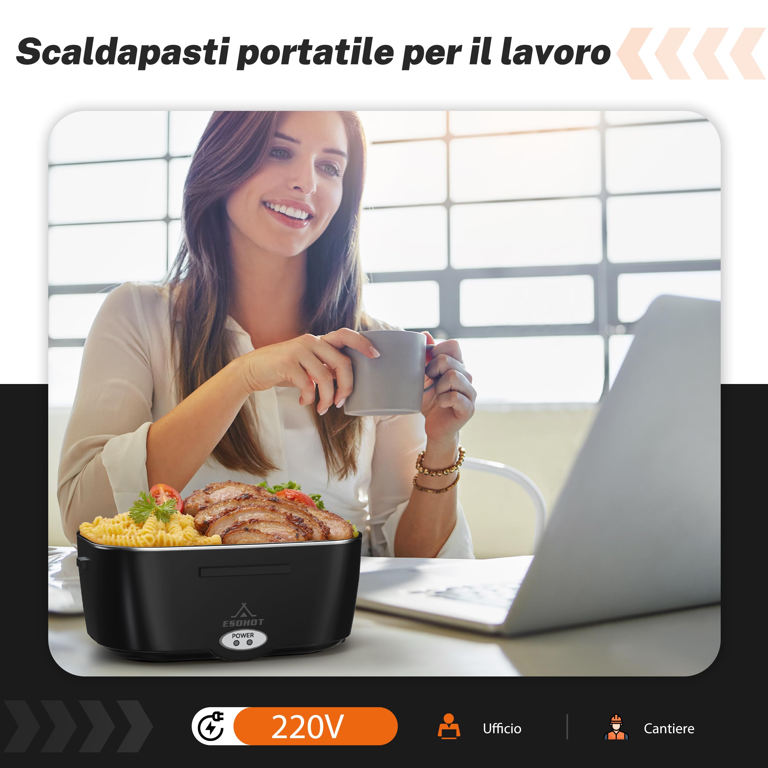 Scaldavivande Elettrico Portatile,120W Scalda Vivande Portatile Elettrico Riscaldamento Ultrarapido 12V/24V/230V Porta Pranzo Riscaldabile per Viaggi, Lavoro, Auto, Camion (1,5L x 2)