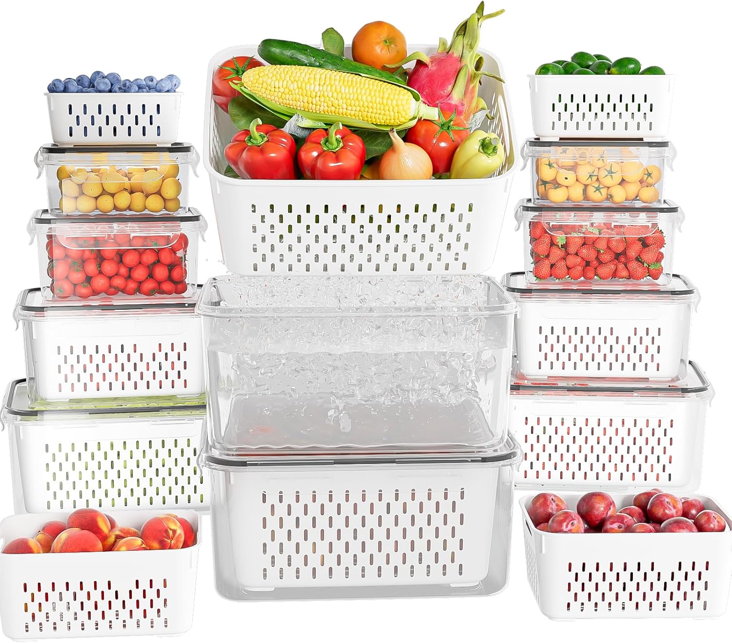 10-Pack BPA-Free Fruit Storage Containers with Lids & Colanders