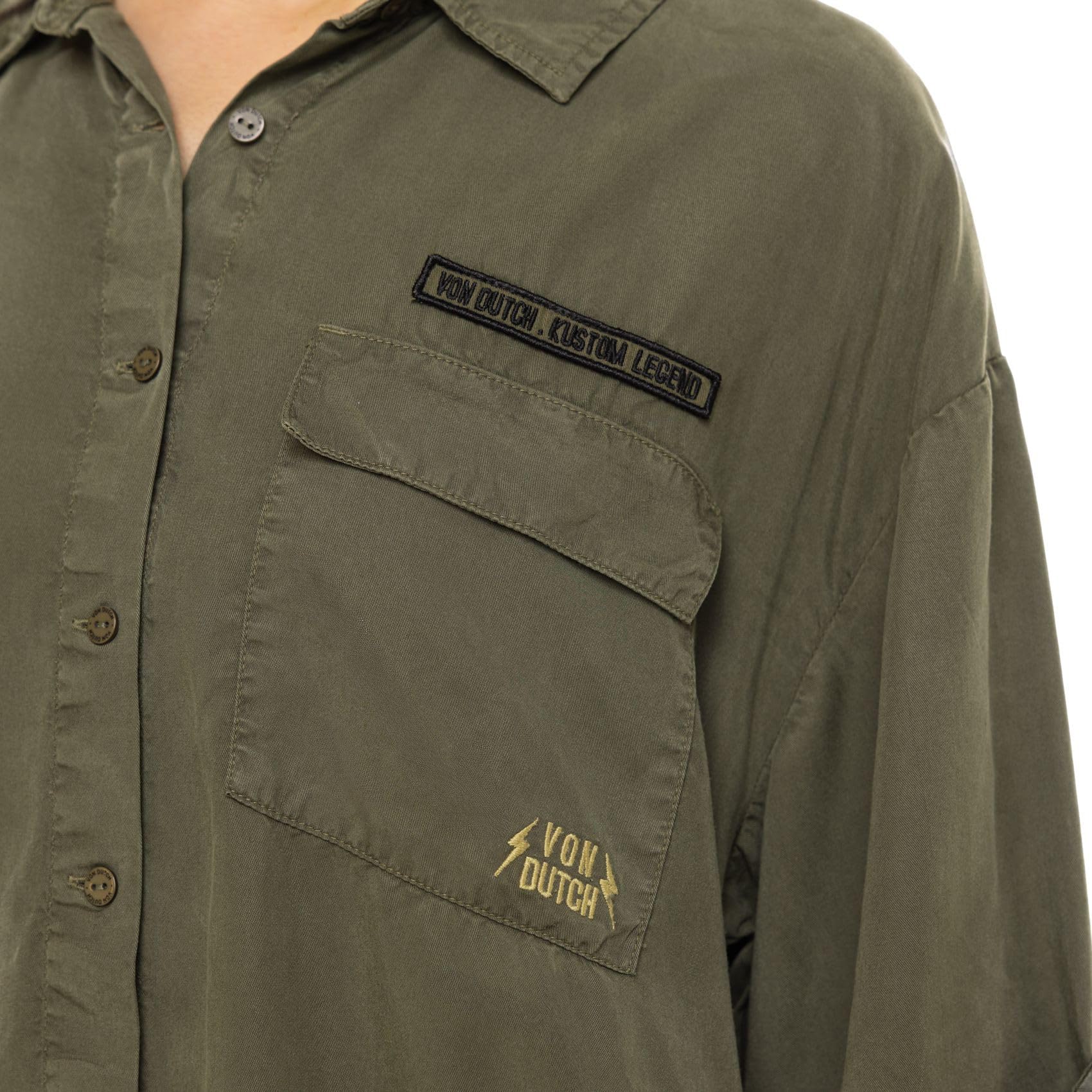 Von Dutch Camicia da donna a maniche corte Army, leggera, oversize