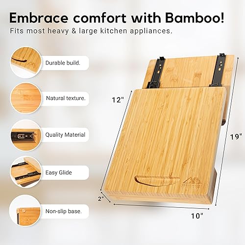 Miniatura 3 de Deslizador de electrodomésticos de cocina de madera, bandeja para debajo del gabinete para cafetera, licuadora, freidora de aire, batidora de soporte