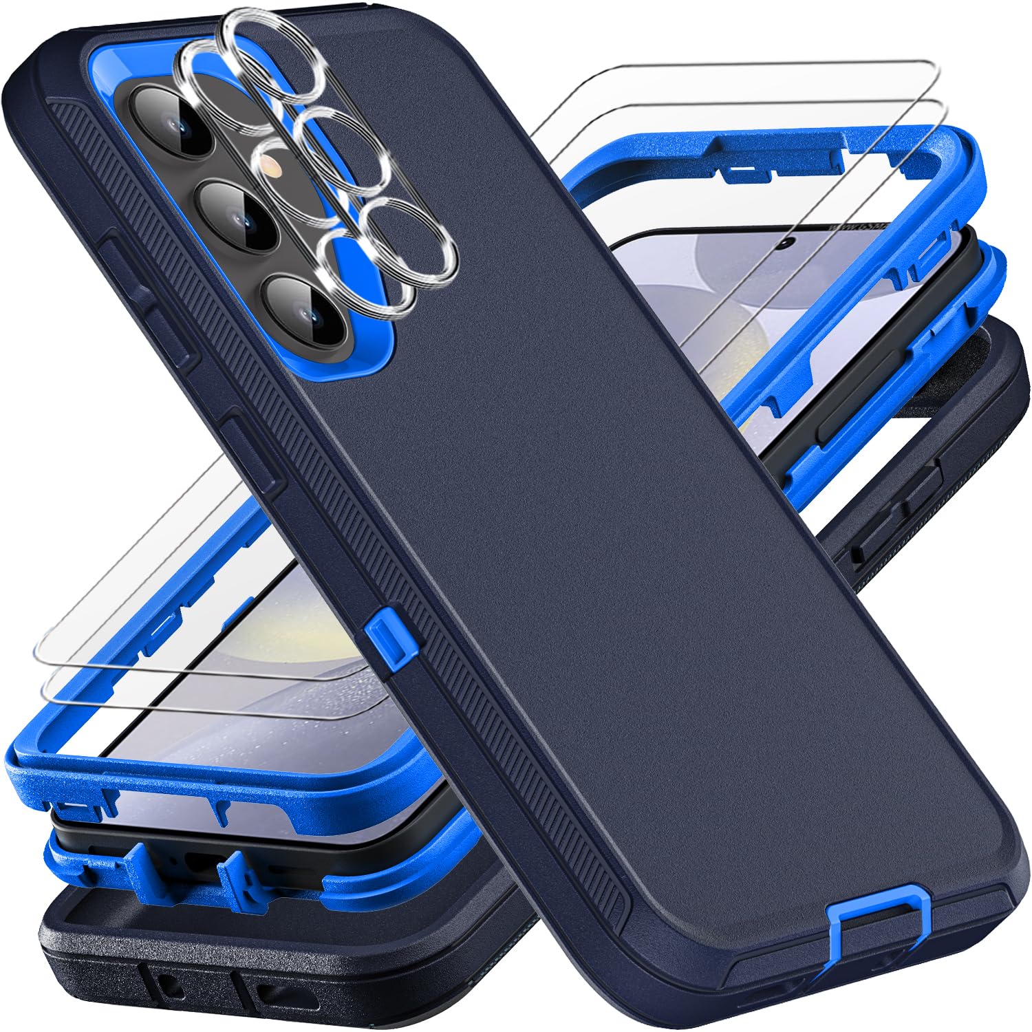 YKHJKLEC for Samsung Galaxy S24 Plus Case, Military Grade 3 in 1 Heavy Duty Shockproof/Drop Proof/Dust Proof Case with 2Pcs Tempered Glass Screen