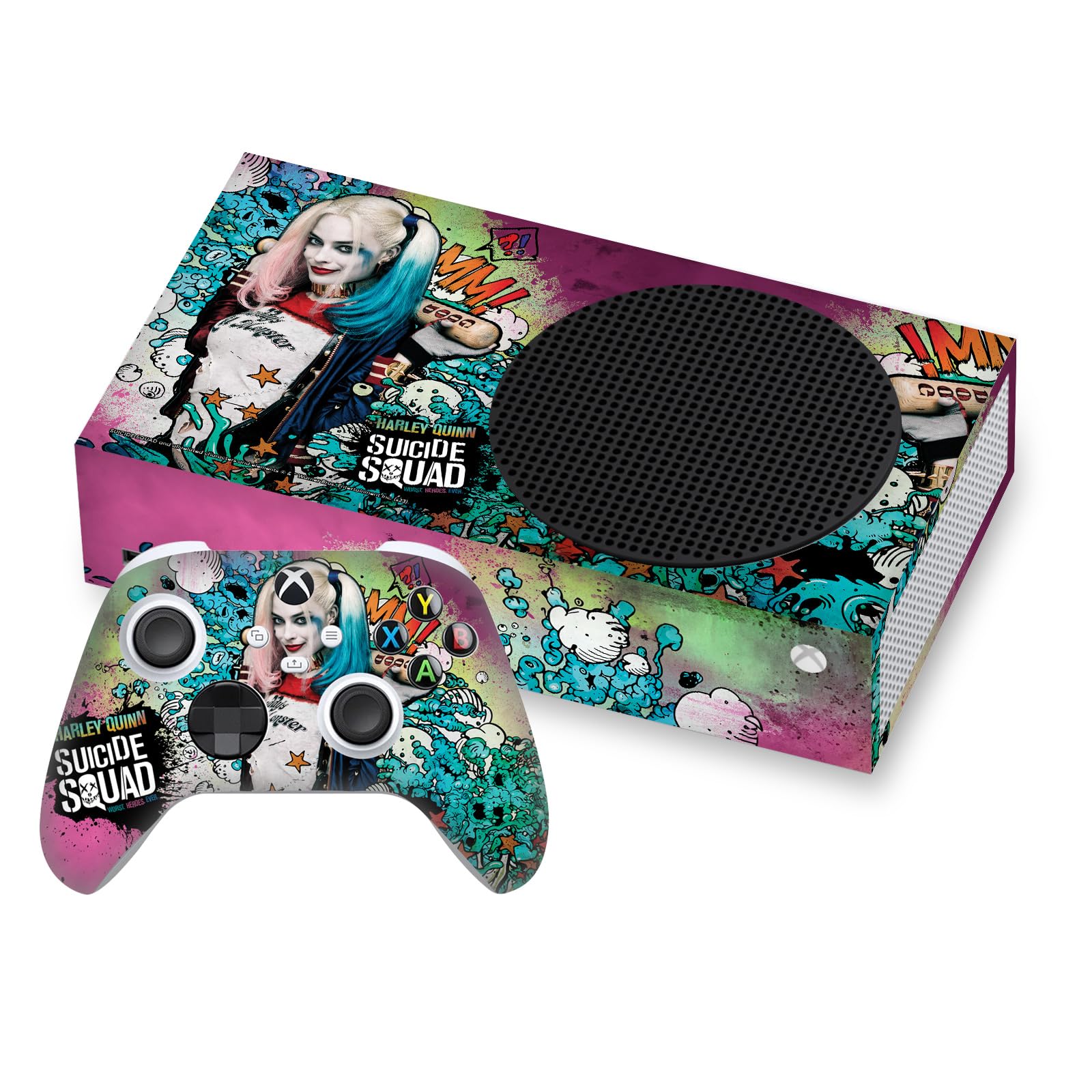Head Case Designs sous Licence Officielle Suicide Squad 2016 Affiche Harley Quinn Graphiques Vinyle Autocollant De Jeu Peau Autocollant Compatible avec Xbox Series S Console and Controller Bundle