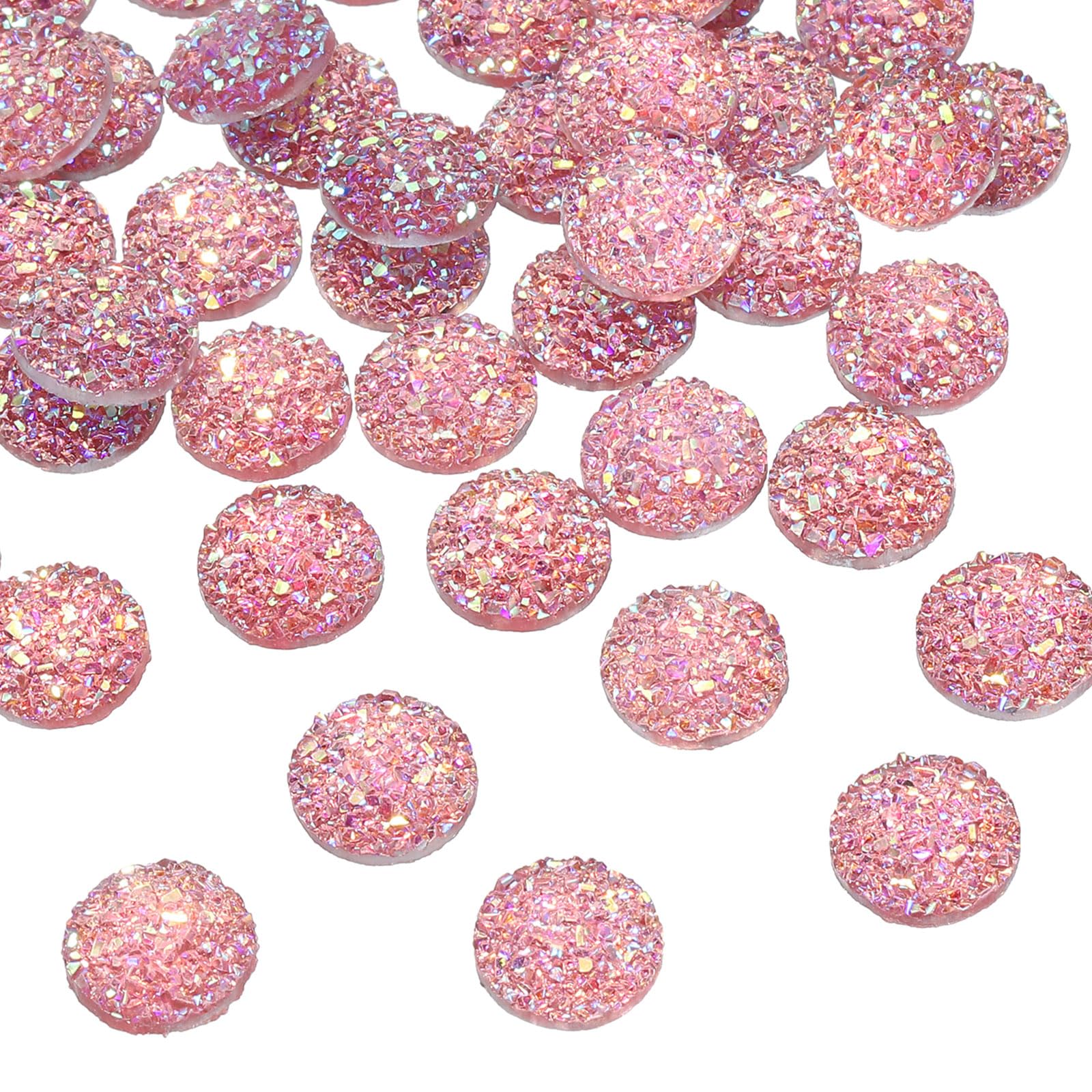 Adornos de resina redondos uxcell de 60 piezas con cristales drusos planos para joyas y colgantes
