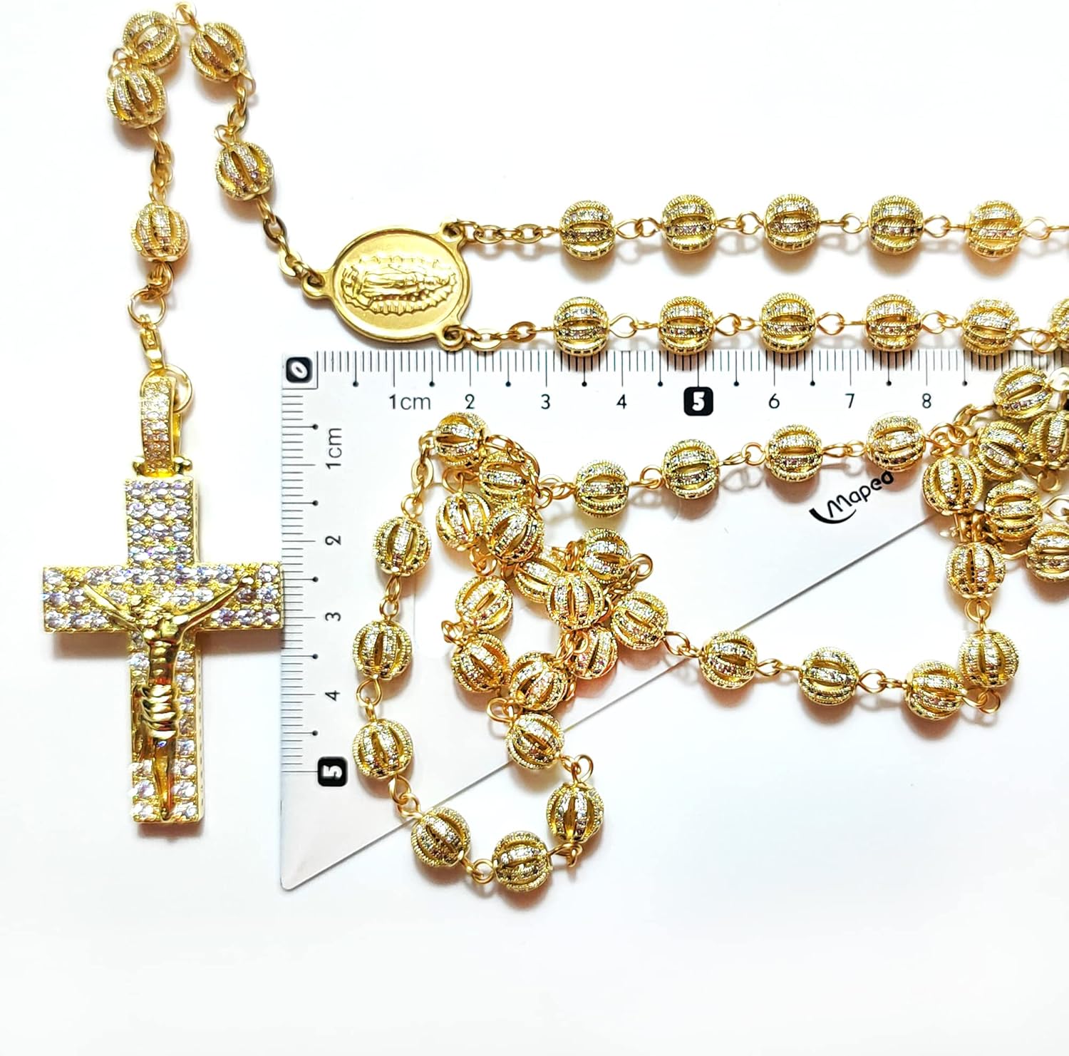 Premium Luxury Rosary Beads Chaplet Stainless Steel Zircon Rosery Cross Catholic gifts