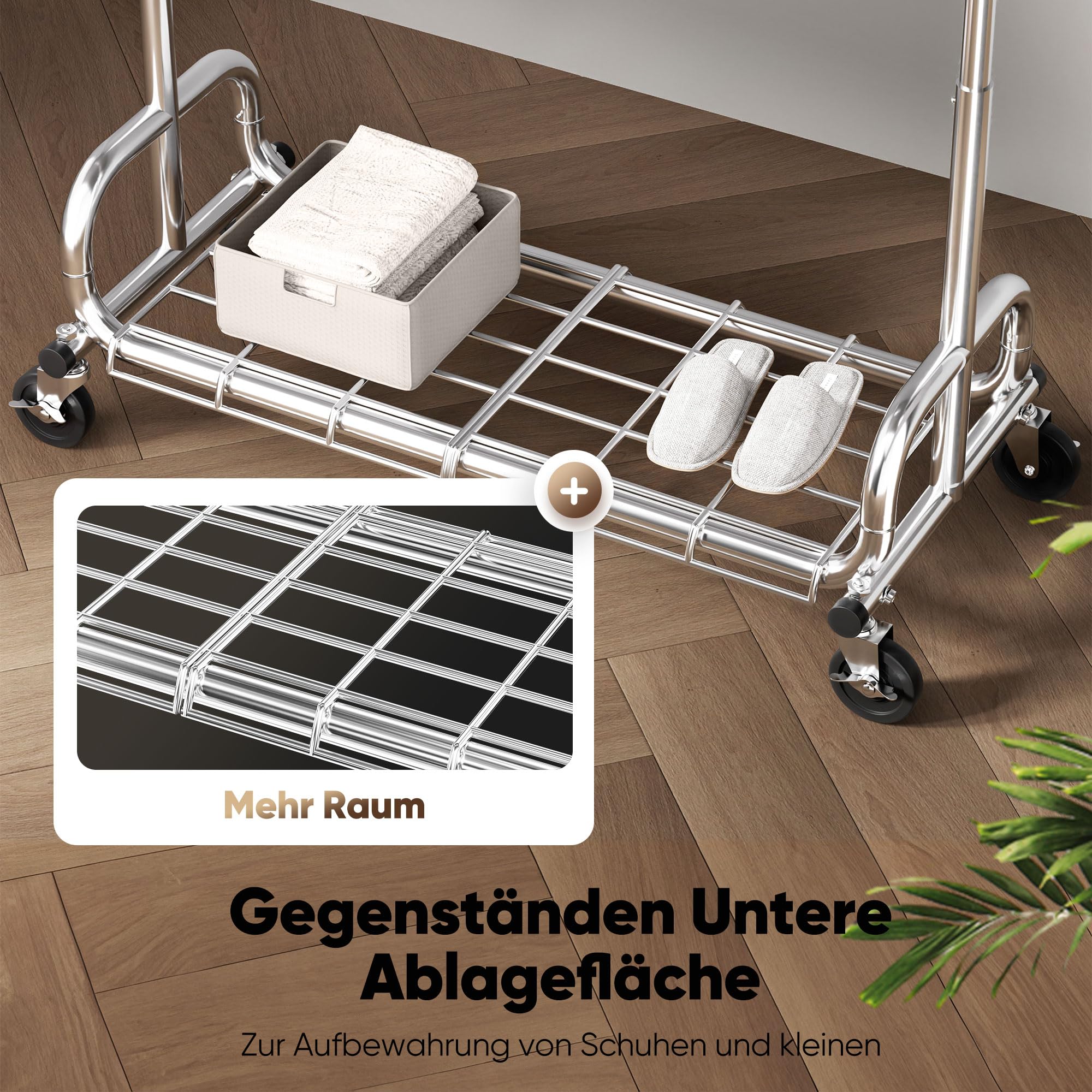 HOKEEPER Kleiderständer auf rollen Schwerlast,204 kg Tragkraft,ausziehbare Kleiderstange zum Aufhängen von Kleidung