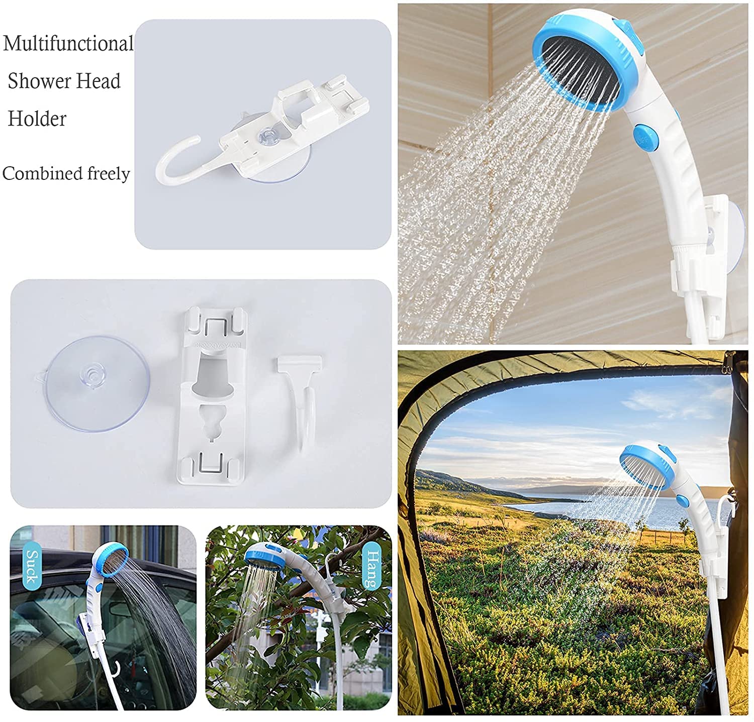Laserbeak Shower portatile da campeggio Outdoor Shower Electric Hand Shower Electric Hand Shower Camping Built-in Shower 5000 mAh Rechargeable Shower with Large Capacity for Indoor or Outdoor Shower