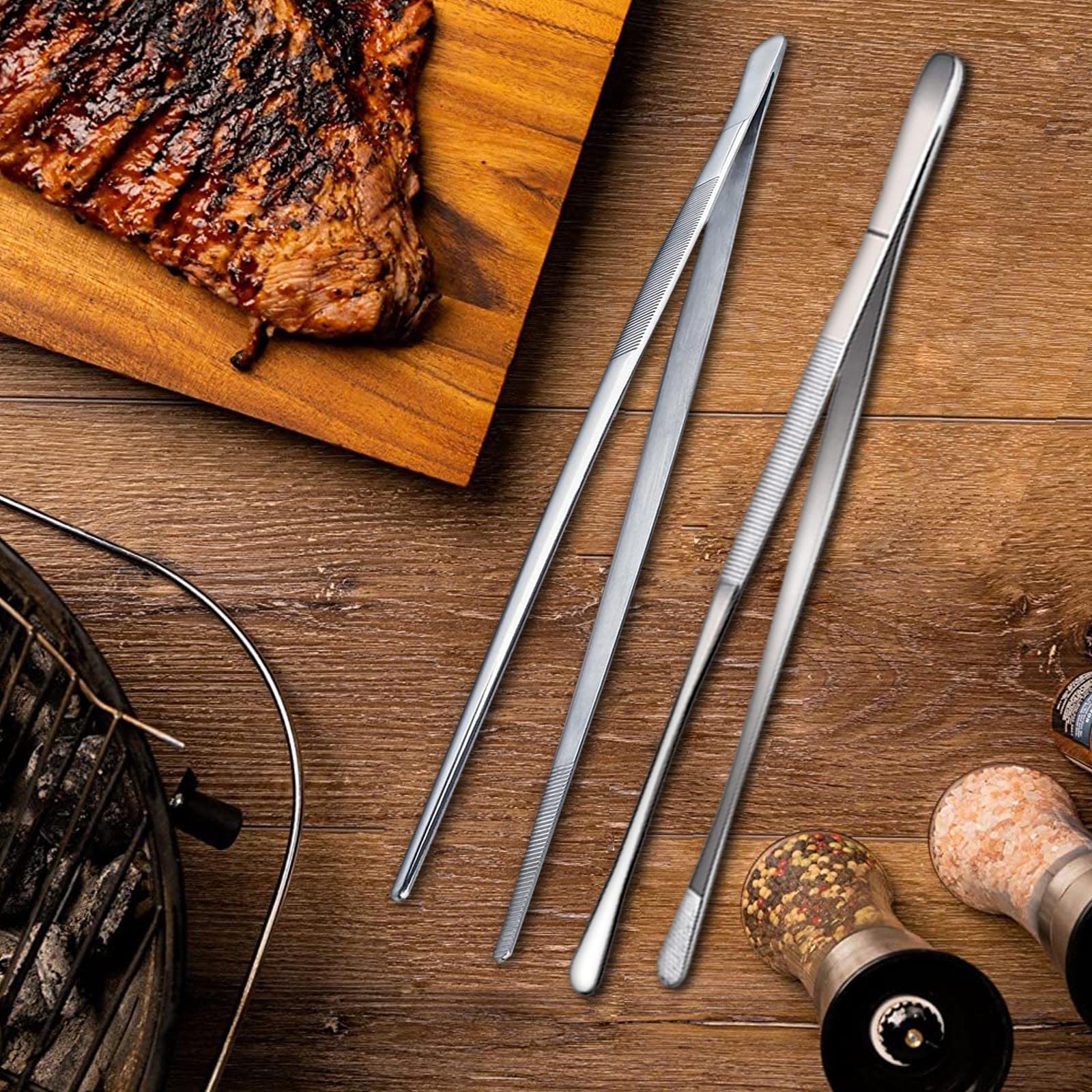 Pinzette Da Cucina In Acciaio Inox - Set 3 Pezzi Da 16cm | Antiscivolo E Lavabili In Lavastoviglie - Foto 9