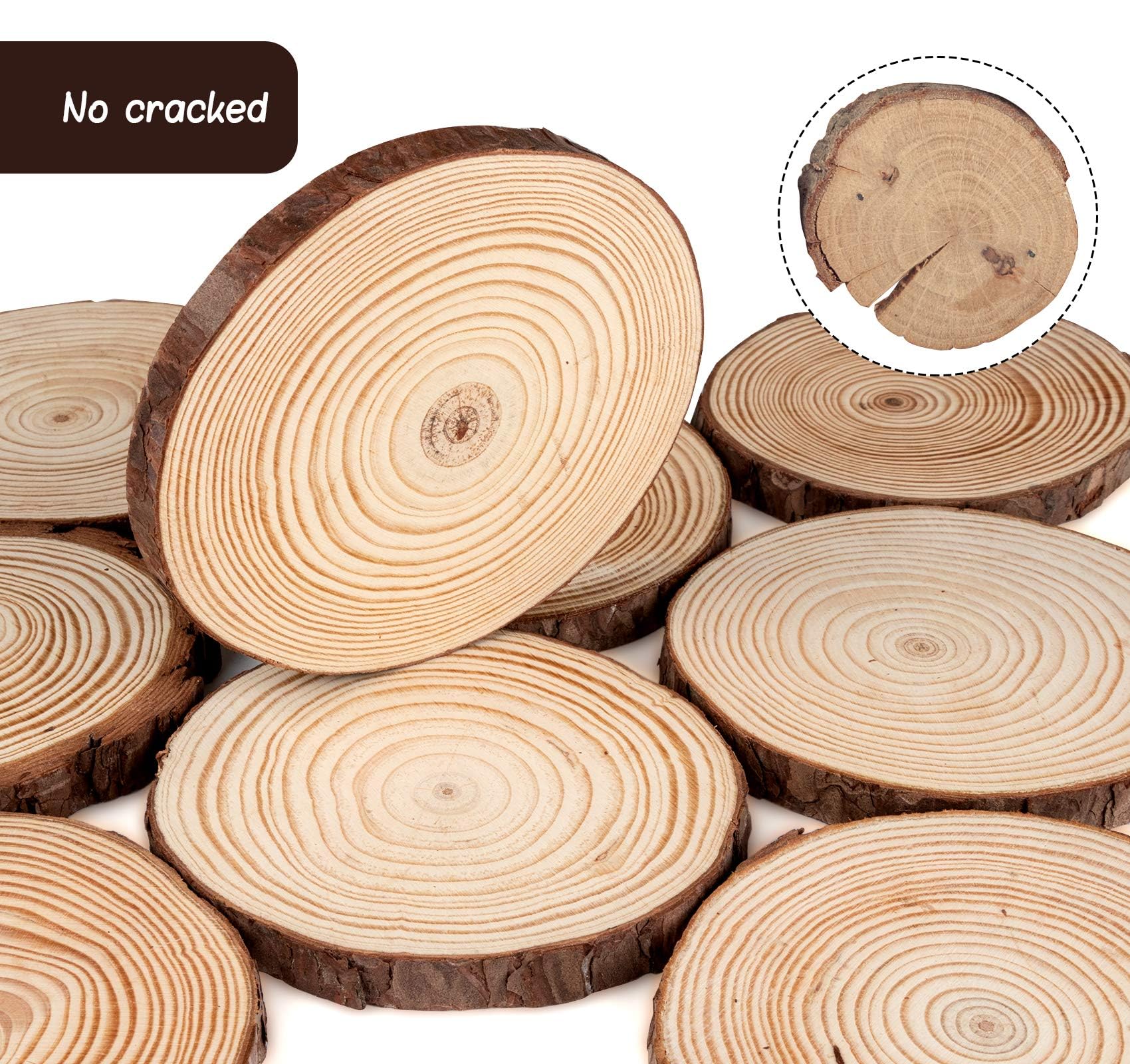 JAPCHET 100 Fette Di Legno Naturale Da 7-8 Cm, Dischi Di Legno Non