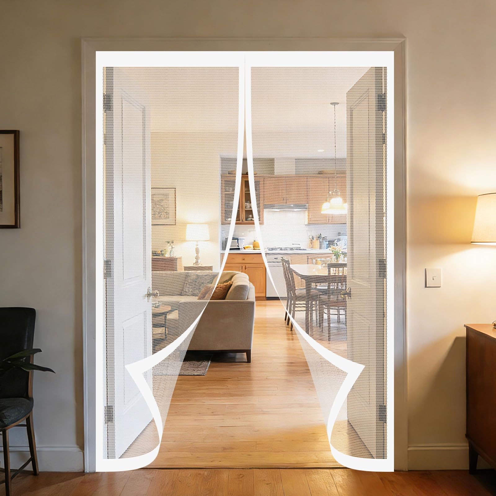 Moustiquaire porte 200 x 300 fermeture automatique blanc anti-insectes magnétique