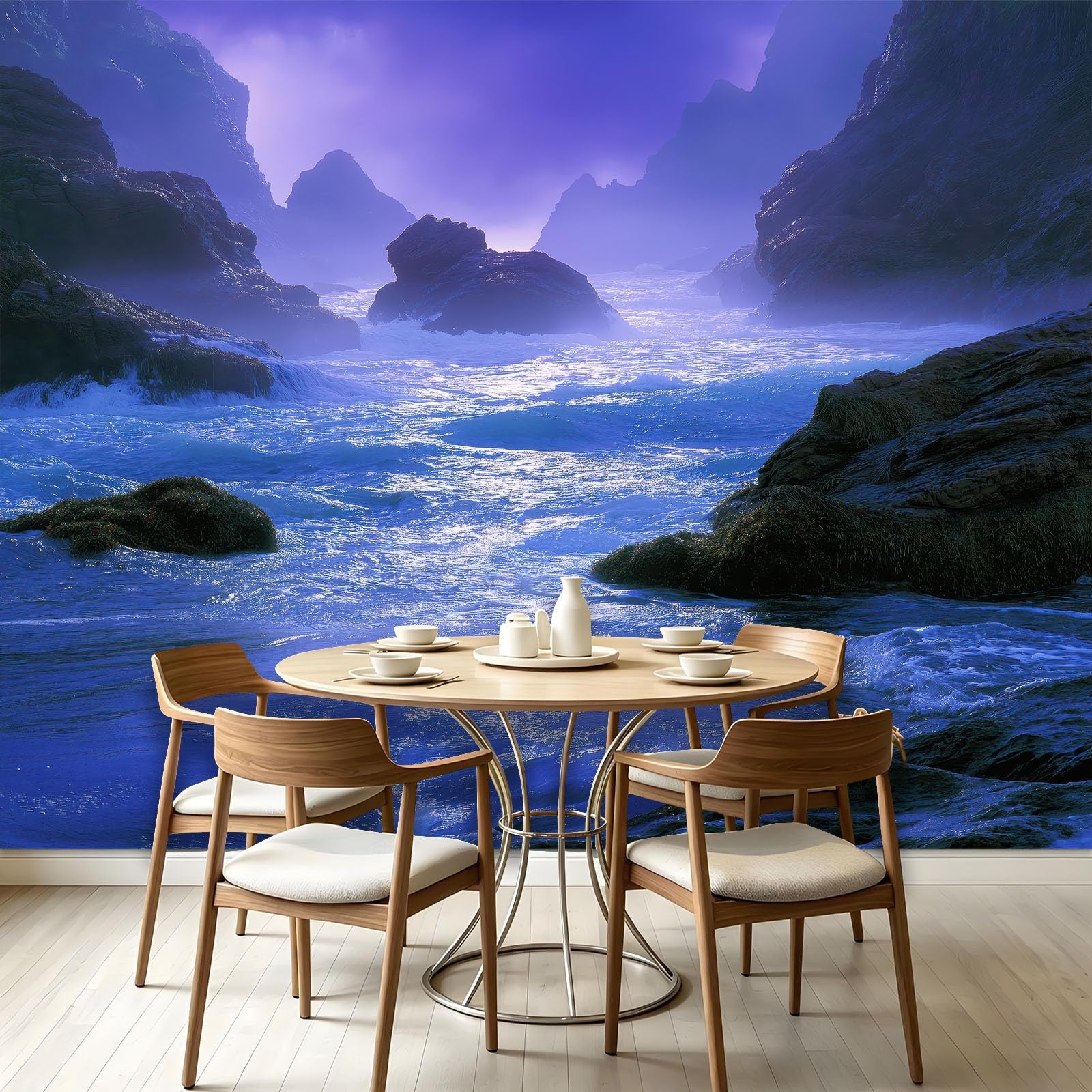 Genérico - Papel pintado (350 x 256 cm), diseño de Océano Océano Ola Montaña