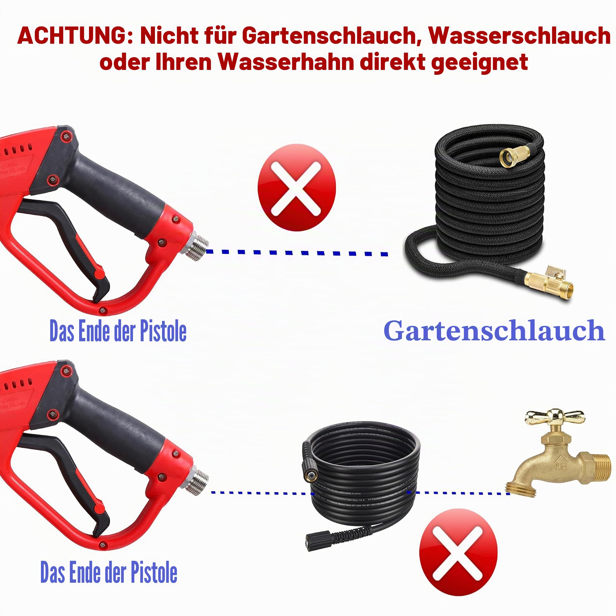 Tool Daily Hochdruckreiniger Pistole mit 40 Zoll Hochdruckreiniger Lanze, 345 bar (5000 PSI), M22 Anschluss, 5 Düsen