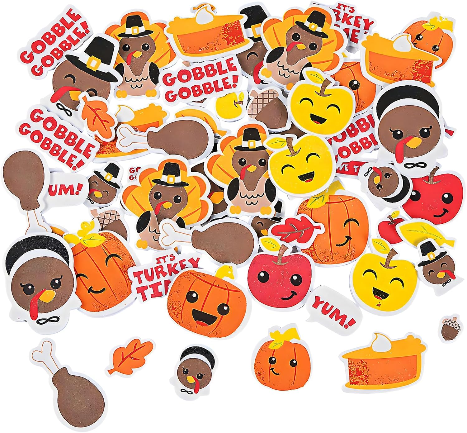 Bulk Silly Thanksgiving Self-Adhesive Shapes -500 Pieces