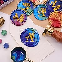 Vista 4 de SWANGSA Kit de sello de cera con letra inicial del alfabeto A, sello de sellado de letras de mariposa vintage con 200 cuentas de cera de sellado