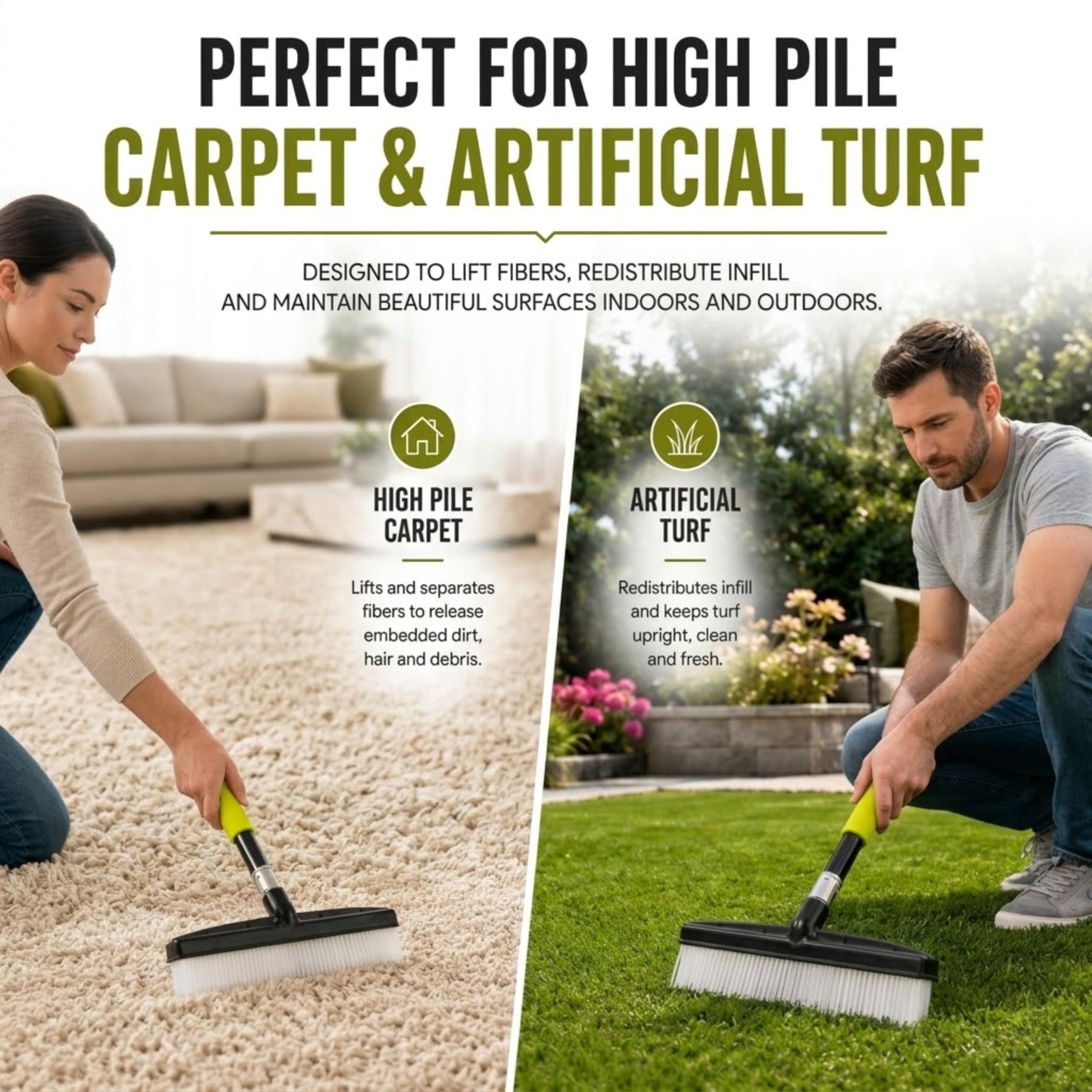 Rastrillo y Peluquero para habitación pequeña con Mango de 11 Pulgadas, diseño portátil, Cepillo de Alfombra Ideal para Pelo de Mascotas, alfombras refrescantes de Pelo Alto, escaleras, Muebles,