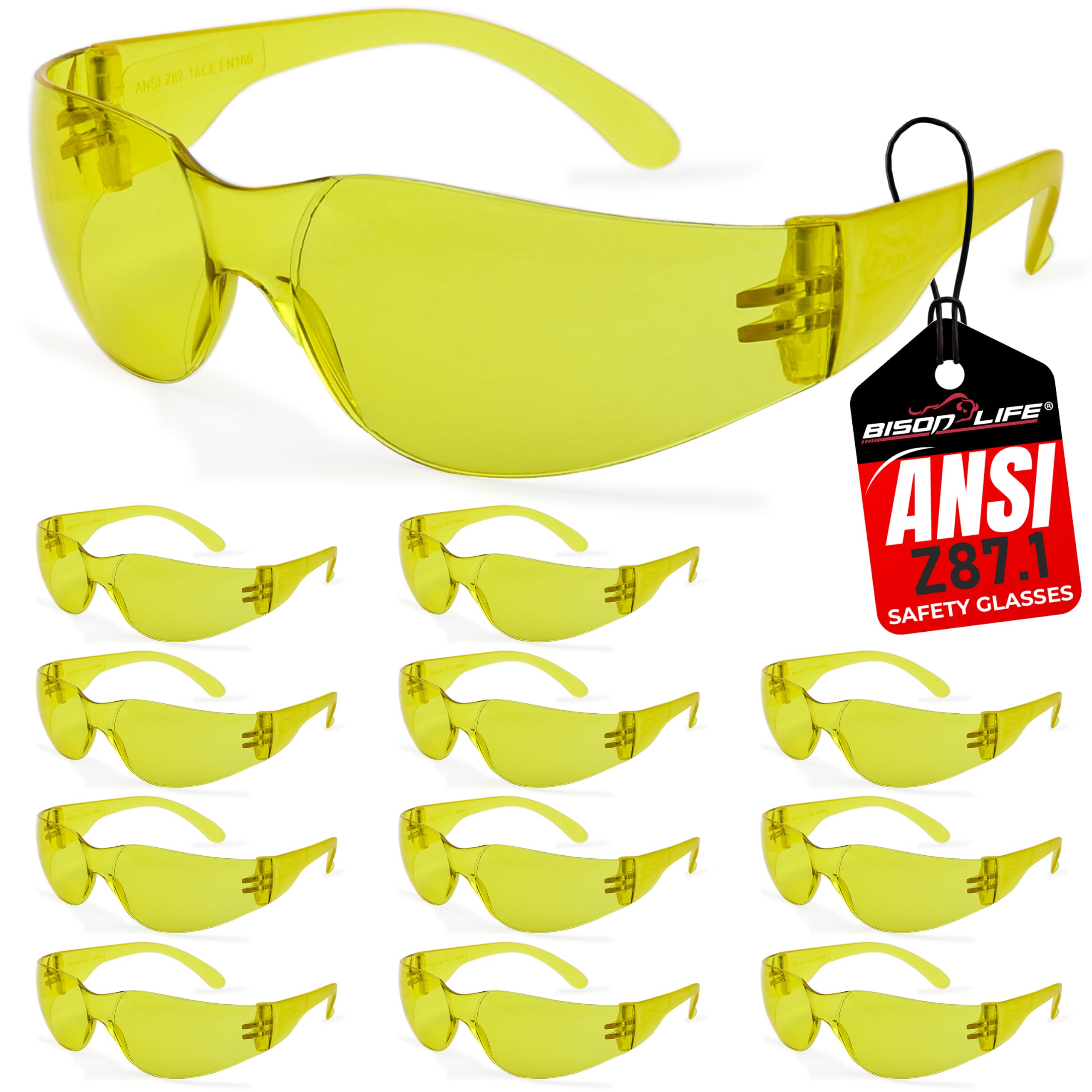BISON LIFE Clear Safety Glasses for Men & Women, ANSI Z87.1 Certified,12Pk — Amazon image 12