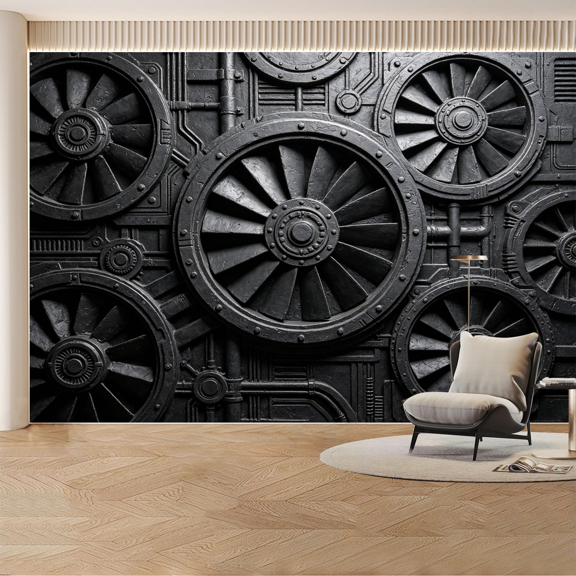 Custom Wall Mural Wallpaper Industrial Gears and Machinery Design 3D Effect Modern Wall Decor Large Wall Art Steampunk Style Removable SelfAdhesive Large Photo for Living Room， Bedroom， Office