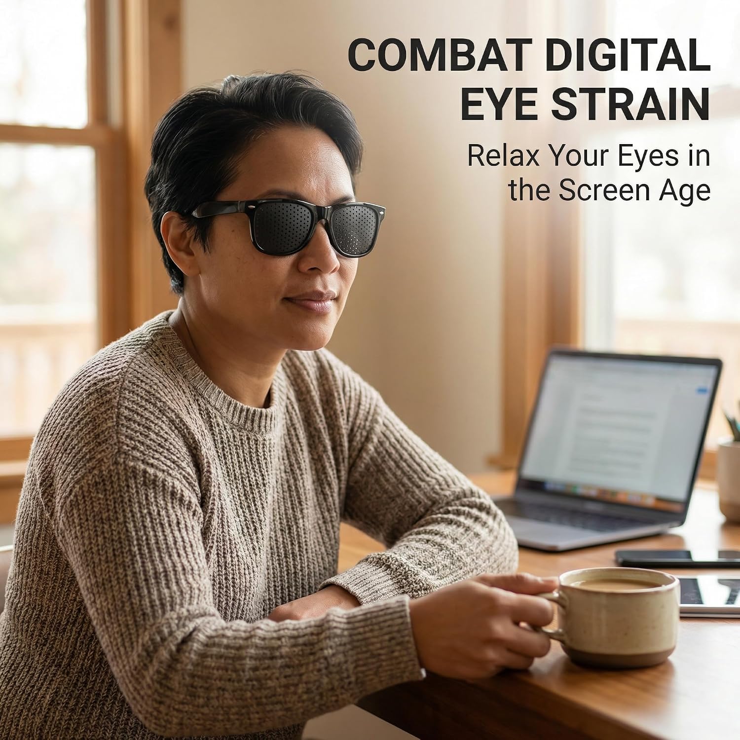 Fashion Glasses with Carrying Pouch, Lightweight Comfortable Frame for Daily Screen Time, Home Office Use, and Travel