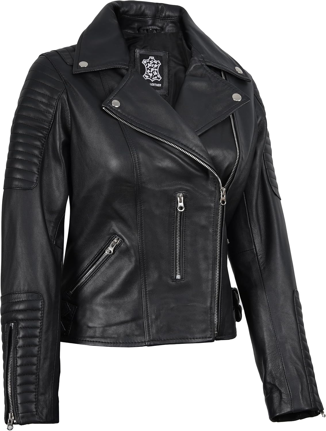 Decrum Leather Jacket Women - Casual Asymmetrical Stylish Real Lamsbkin Leather Jackets for Women - Image 3