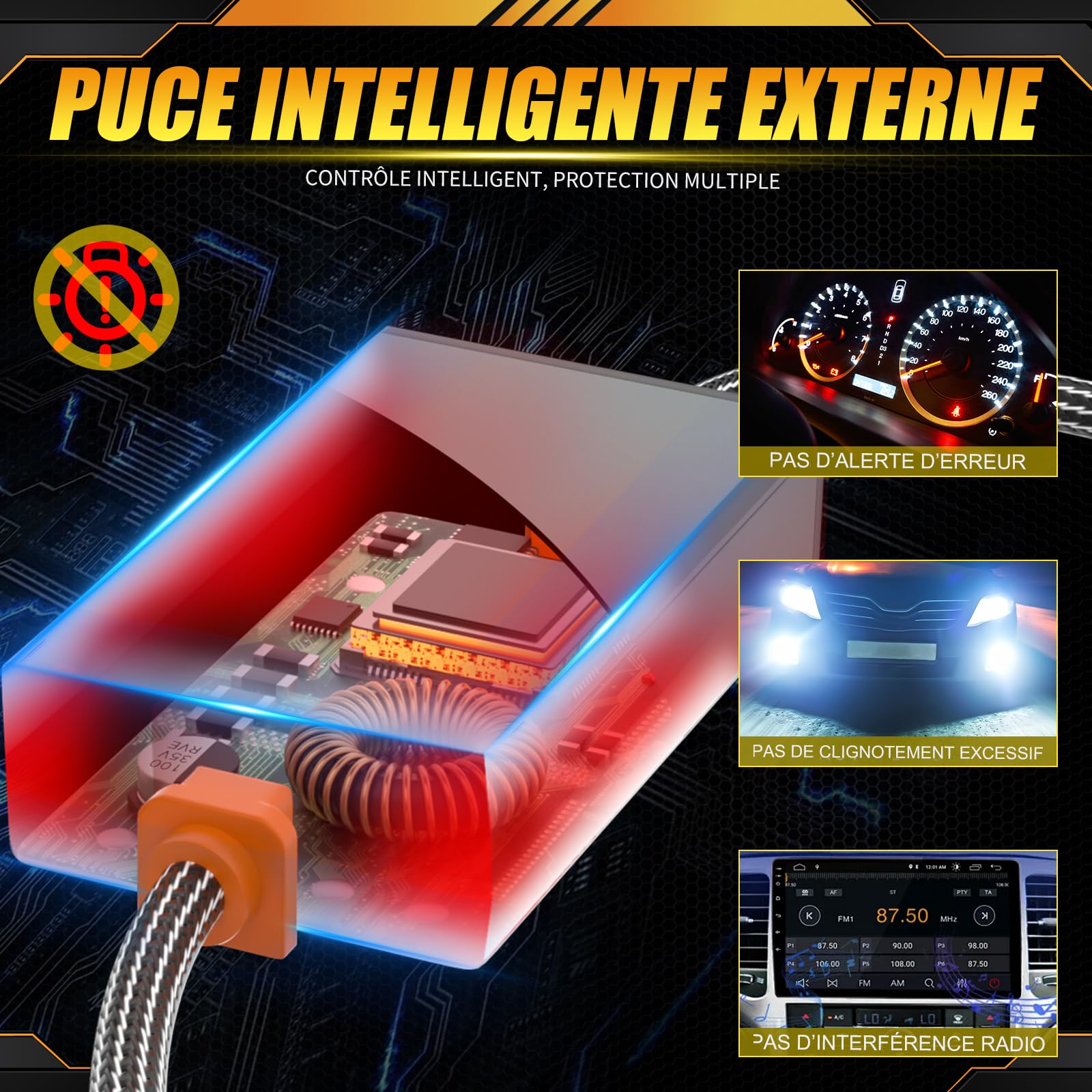 H7 Ampoule LED phare avant de Voiture, 240W 20000LM 6500K xenon blanc, +800% Plus Lumineux, Ultra Puissante, anti erreur, Homologué pour Véhicules route, Refroidissement Avancé(2 Lampe)