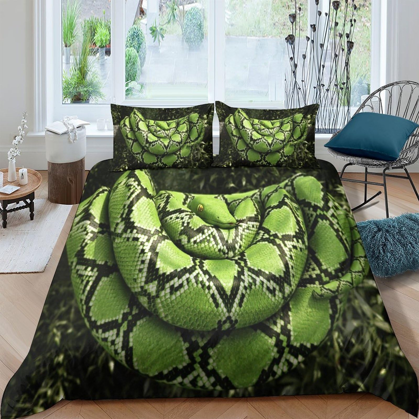 Serpent Housse de Couette Facile à Nettoyer sans Repassage pour Lit Adulte et Enfant