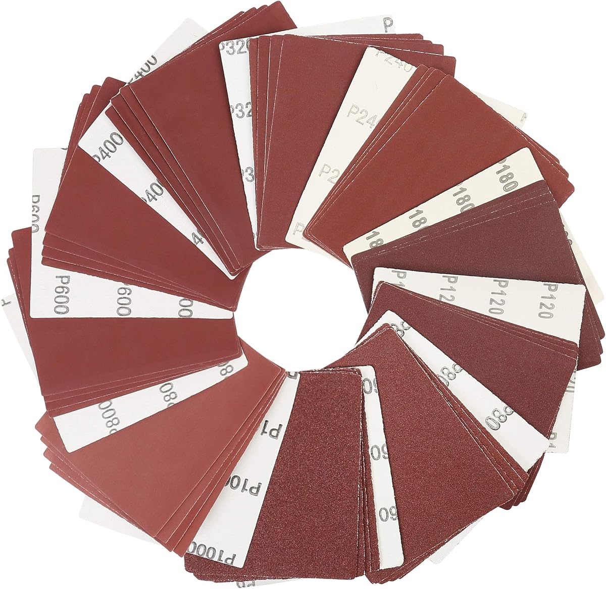 LotFancy 1/4 Sheet Sandpaper for Palm Sander, 50PCS 60 80 120 180 240 320 400 600 800 1000 Grit Sanding Sheets Assortment for Car and Wood, Plain Backing Sand Paper, 5.5”x 4.5”