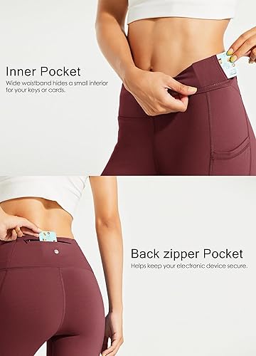 Miniatura 5 de Willit - Leggings con forro polar para mujer, impermeables, térmicas, de cintura alta, para yoga, senderismo, correr, con bolsillos
