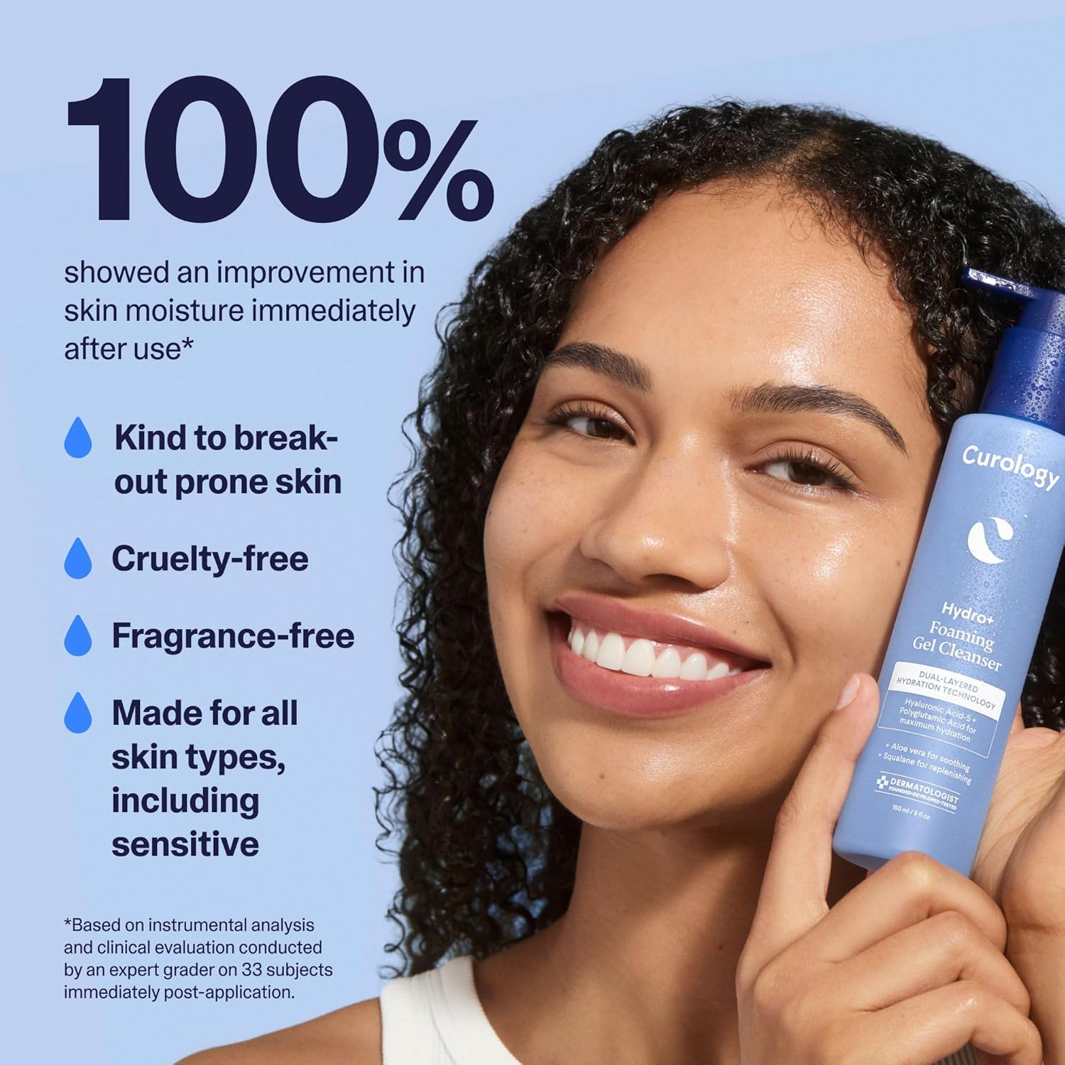 Curology Hydro+ Foaming Gel Facial Cleanser, Gentle Face Wash, Hydrating, Non-Stripping, Sensitive Skin Care, Fragrance Free, 5 fl oz - Image 5