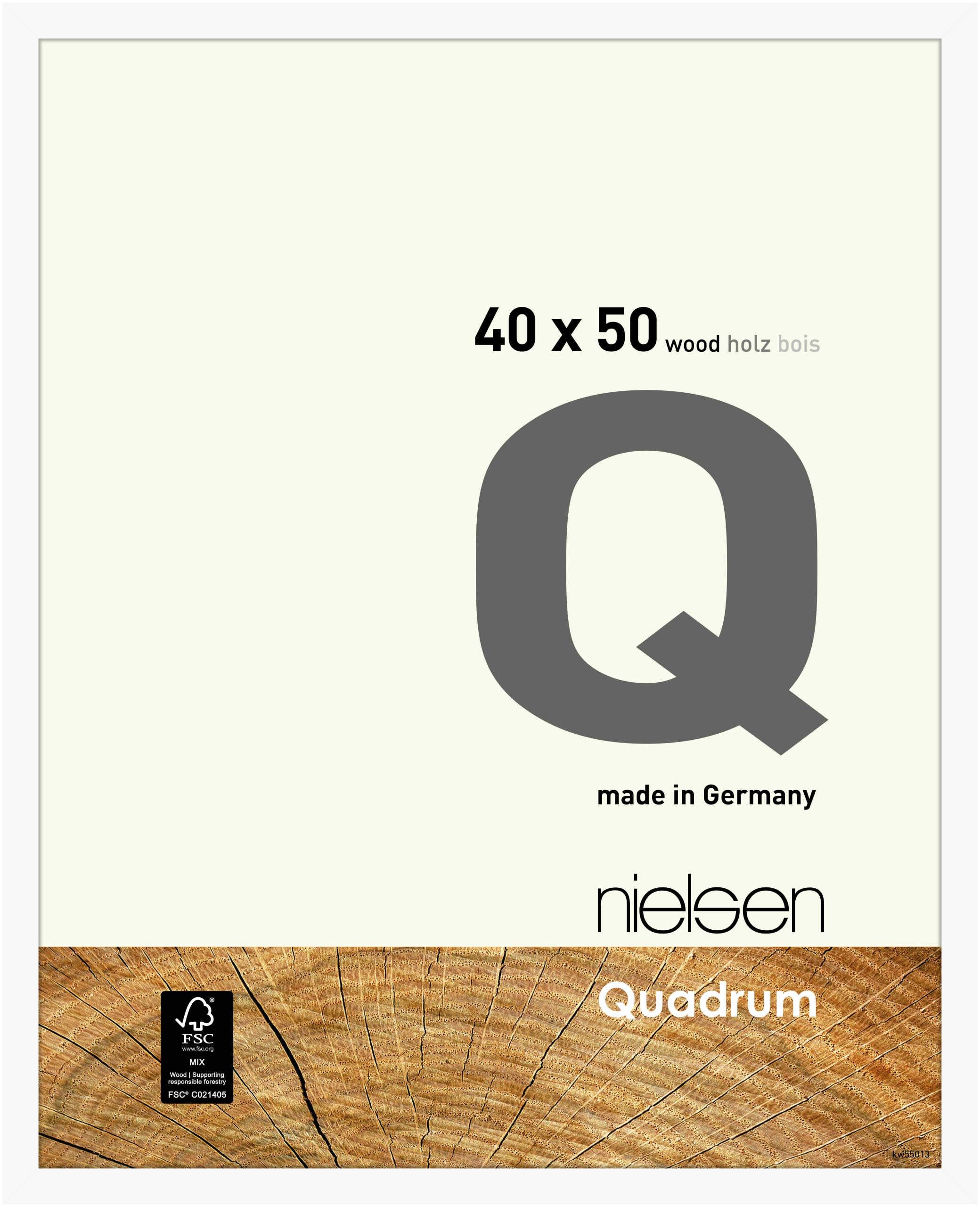 nielsen Quadrum Wooden Picture Frame - Matt White 40x50cm - with Float Glass and Easy Push-Turn Clips - for Photos and Art