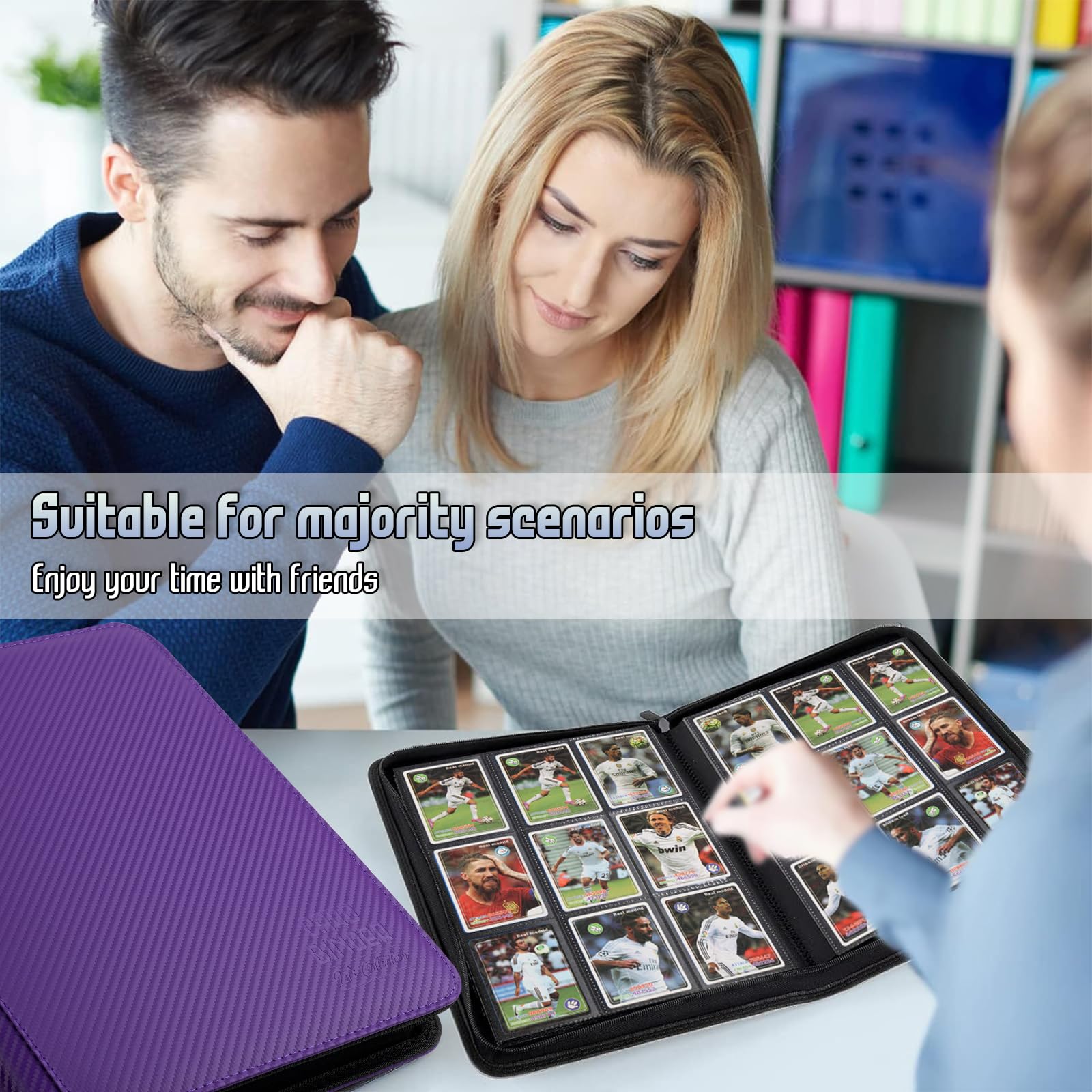 Raccoglitore di carte collezionabili, raccoglitore di carte collezionabili di alta qualità, 9 tasche, double face, 540 tasche, in poliuretano, per MTG, TCG, carte sportive, carte da gioco (viola 1)