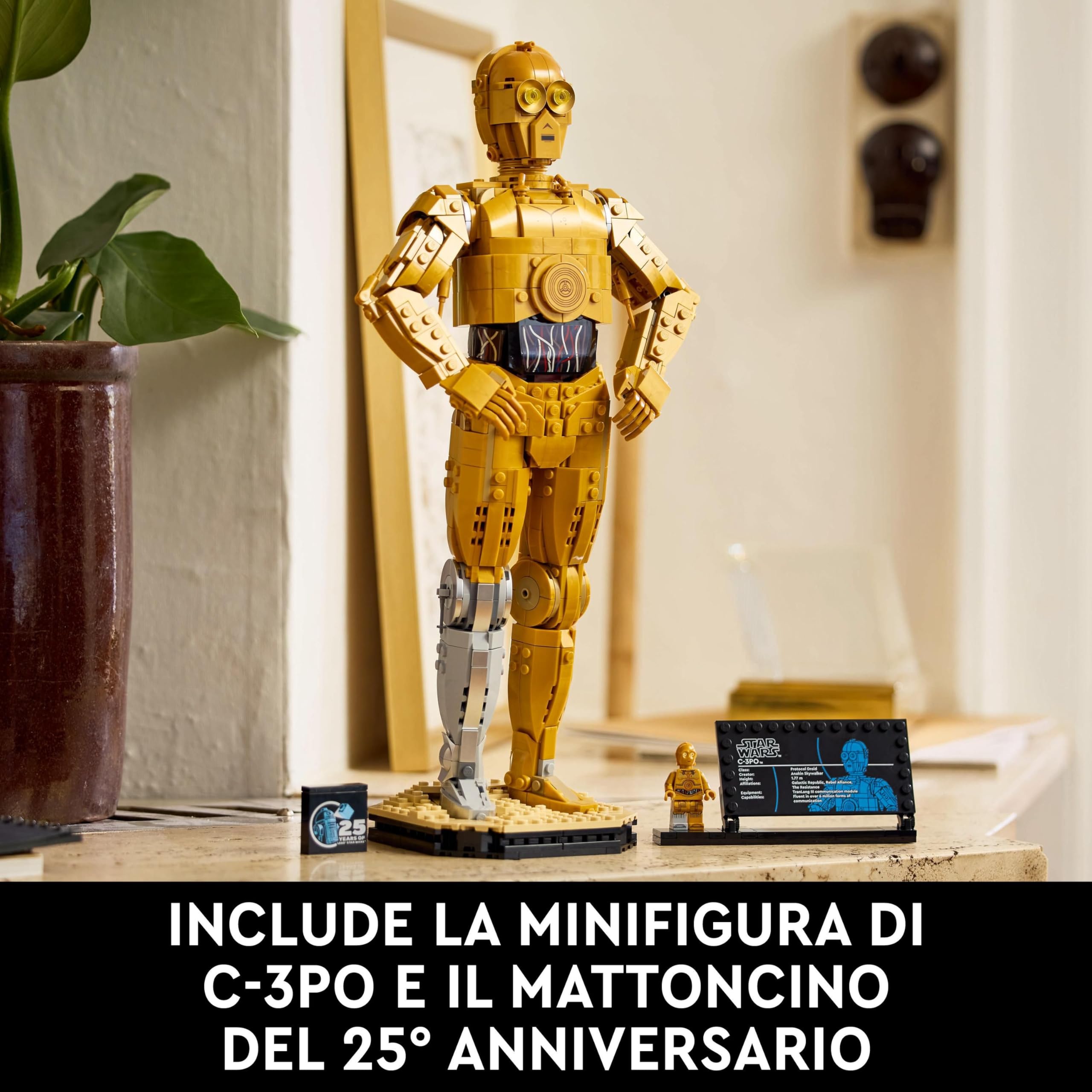 LEGO Star Wars 75398 C-3PO - Modellino di Droide da Costruire - Kit Modellismo per Adulti da Esposizione e da Collezione - Include Supporto, Targa Informativa e Minifigure - Idea Regalo per i Fan