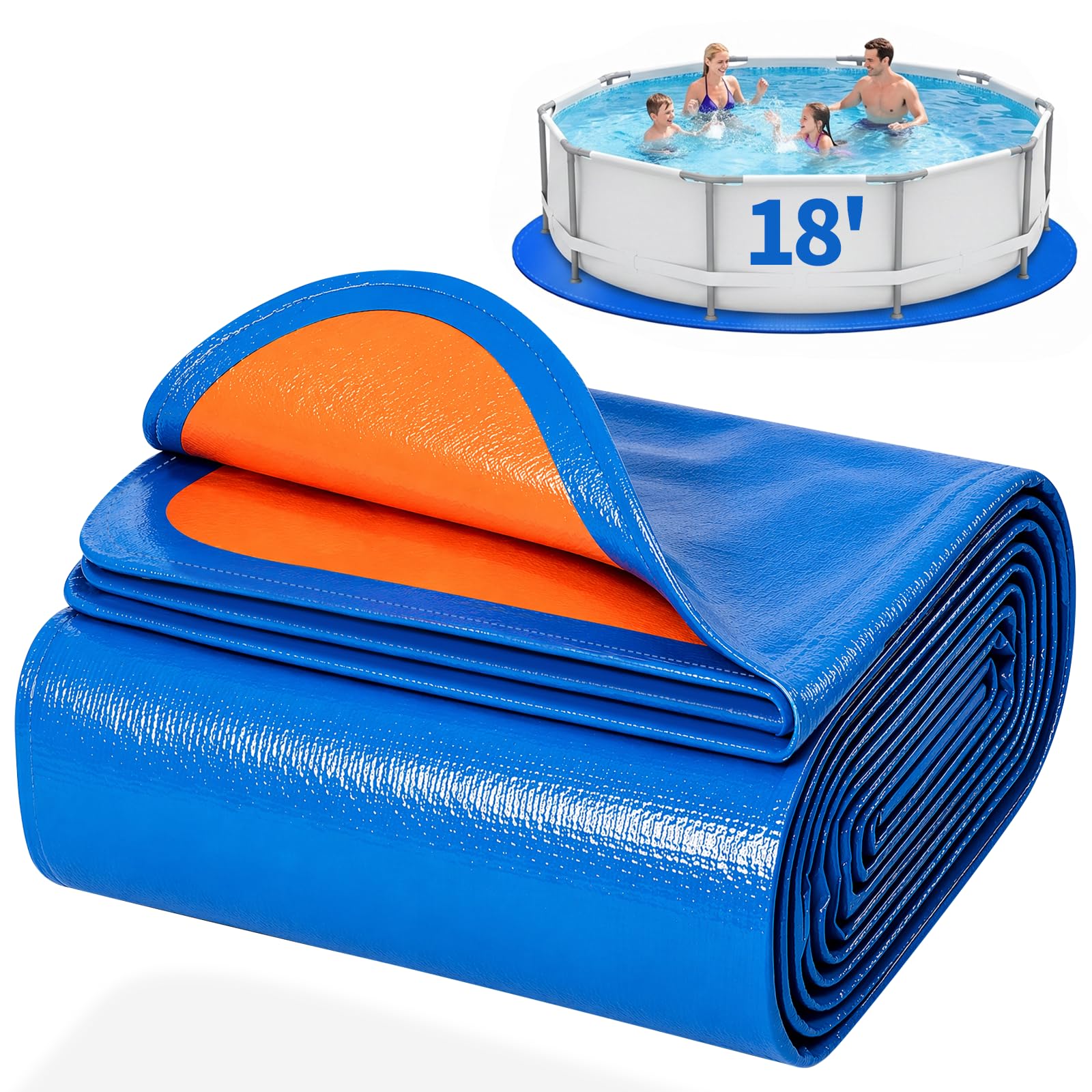 Photo 1 of 18FT Round Pool Liner Pad for Above Ground Pools, 180 GSM Heavy-Duty Puncture Resistant Under Mat, Underlayment Outdoor Tarp Protector for Lawn Concrete, Pool Floor Base Pad, Extends Liner Life