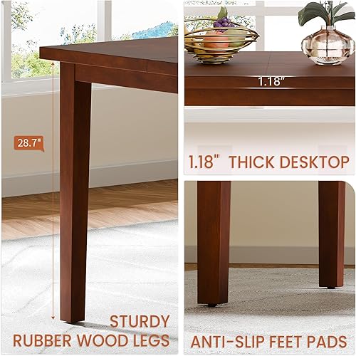 Miniatura 5 de Mesa de comedor de 60 pulgadas para 4 y 6, mesa de cocina de diseño único, mesas de comedor rectangulares con patas de madera maciza para cocina,