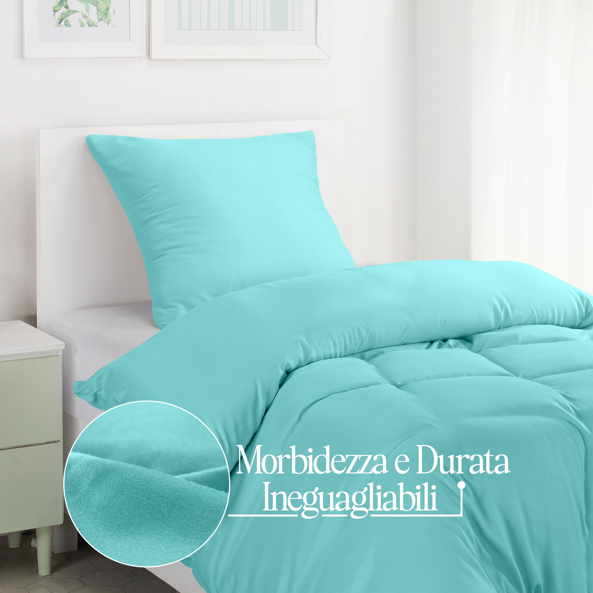 Utopia Bedding Copripiumino Singolo - Microfibra Copripiumino 2pezzi 135x200cm + Federa 80x80cm - Blu Spa