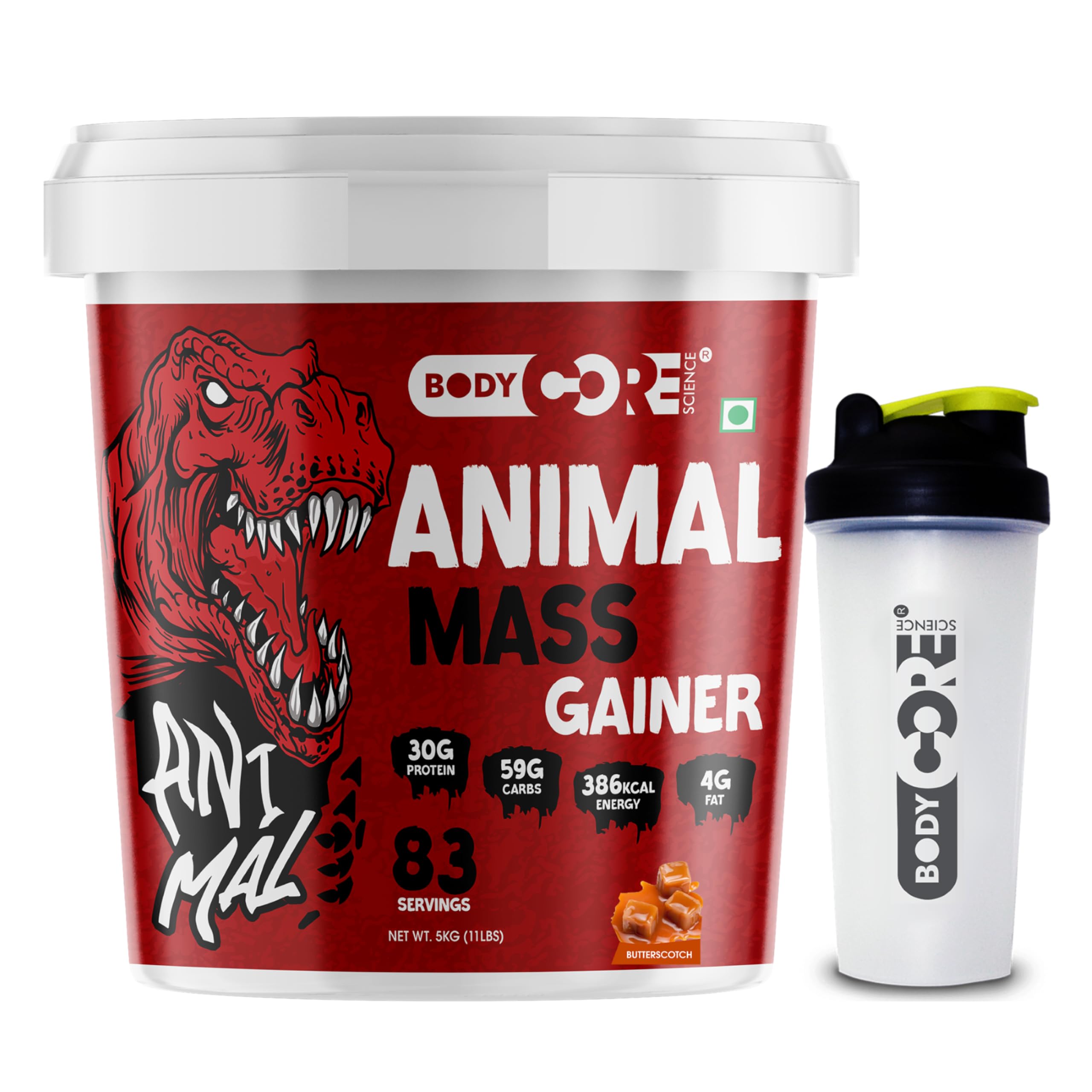 Body Core Science Animal Mass Gainer-5 Kg With Shaker | Weight Gainer | Muscle Gainer (Butterscotch) (B0CRHPQ7H3) Amazon Price History, Amazon Price Tracker