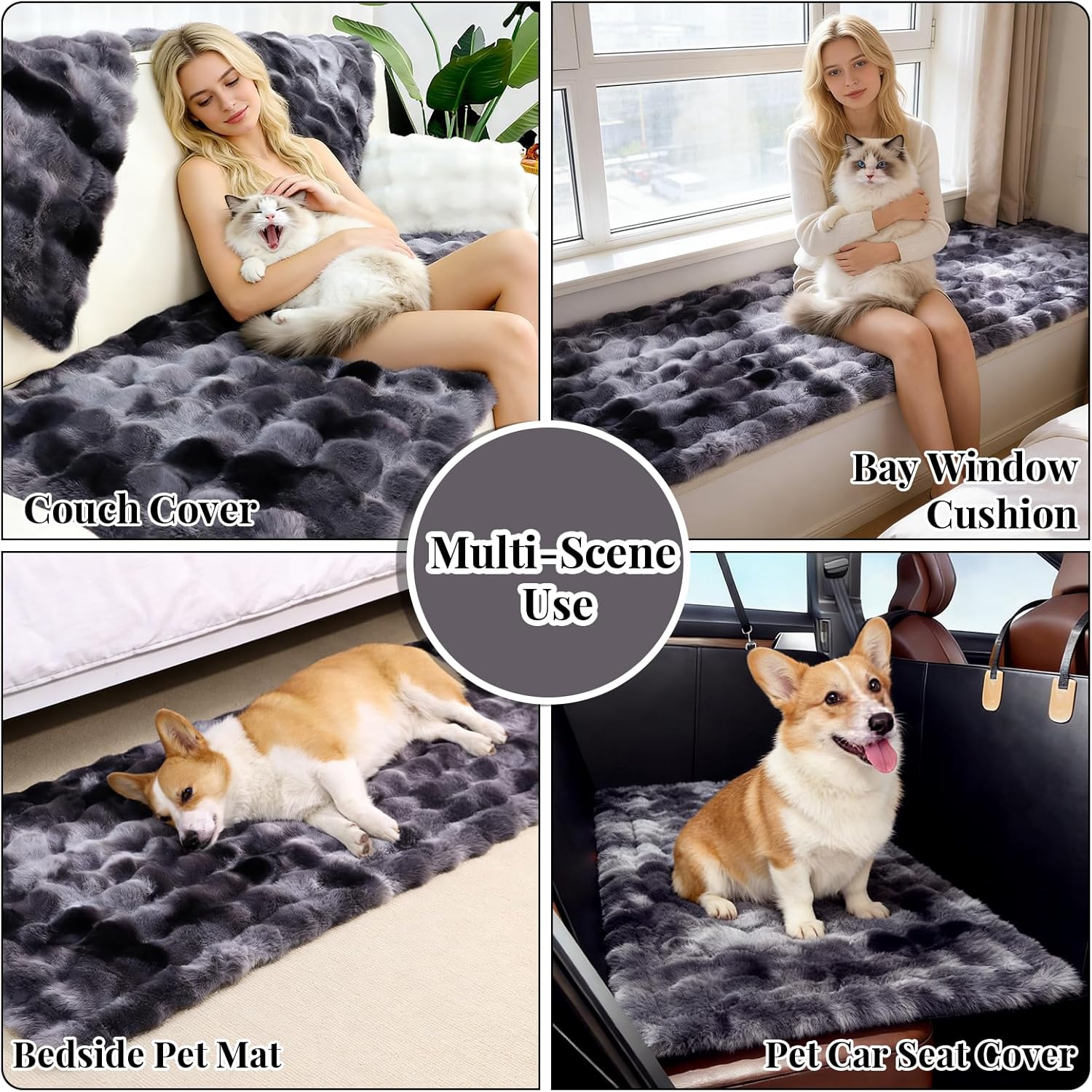 Pet Couch Covers Sofa Washable - Dogs Sofa Covers Slipcovers Non-Slip 3 Cushion Couch Protector Dog Bed, Black, 27.6"x82.7"