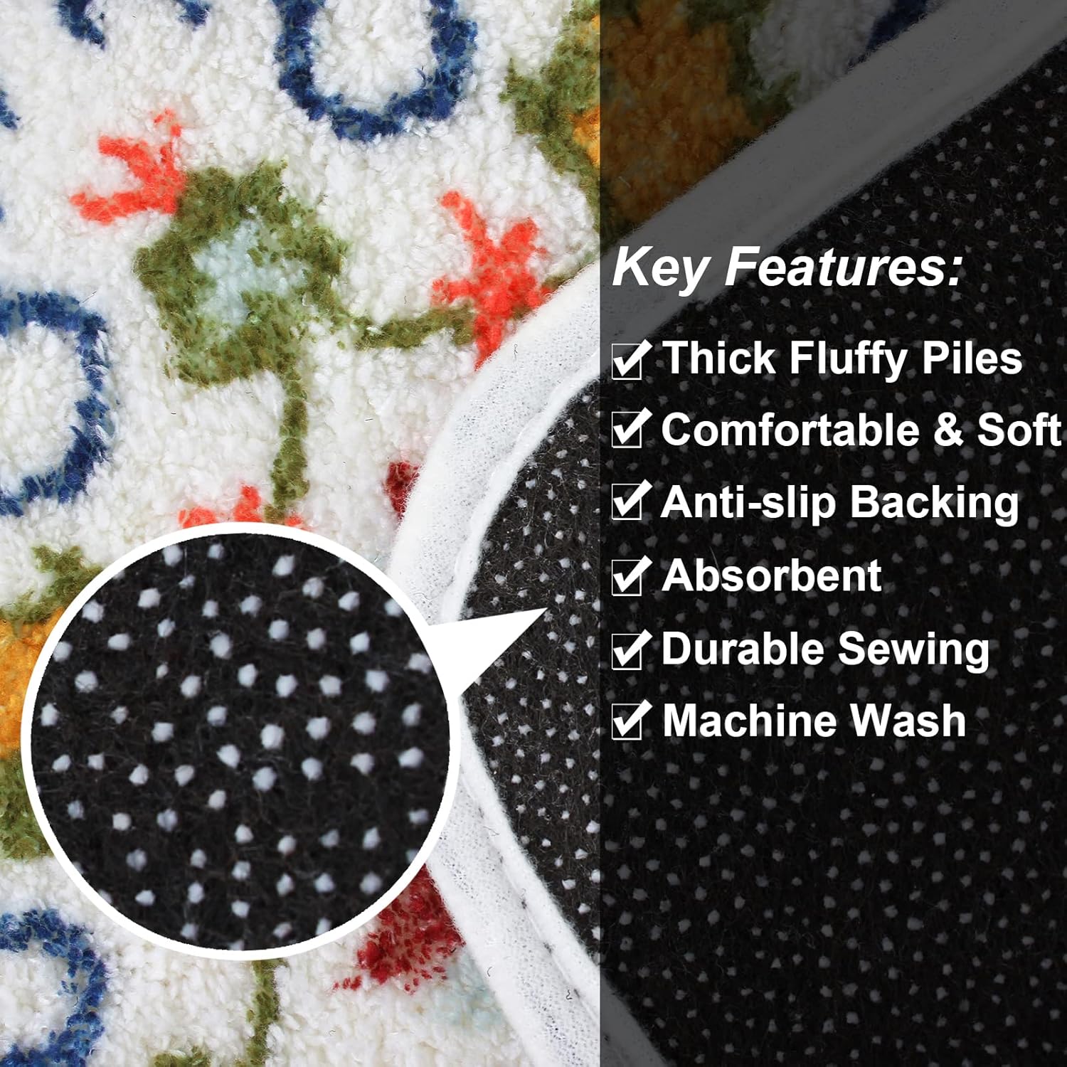 Bathroom Rugs Non-Slip Soft Bath Mat Absorbent Washable Floor Comfort Carpet Doormat for Bathroom Bathtub Bedroom Kitchen Laundry Room Door Entrance (Cosia, 19.7”x31.5”)