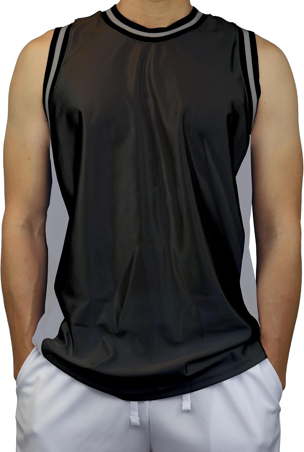 Men's 3-Stripes Basketball Gym Workout Athletic Tank Tops Shirts Mesh Jersey Uniform Made in USA
