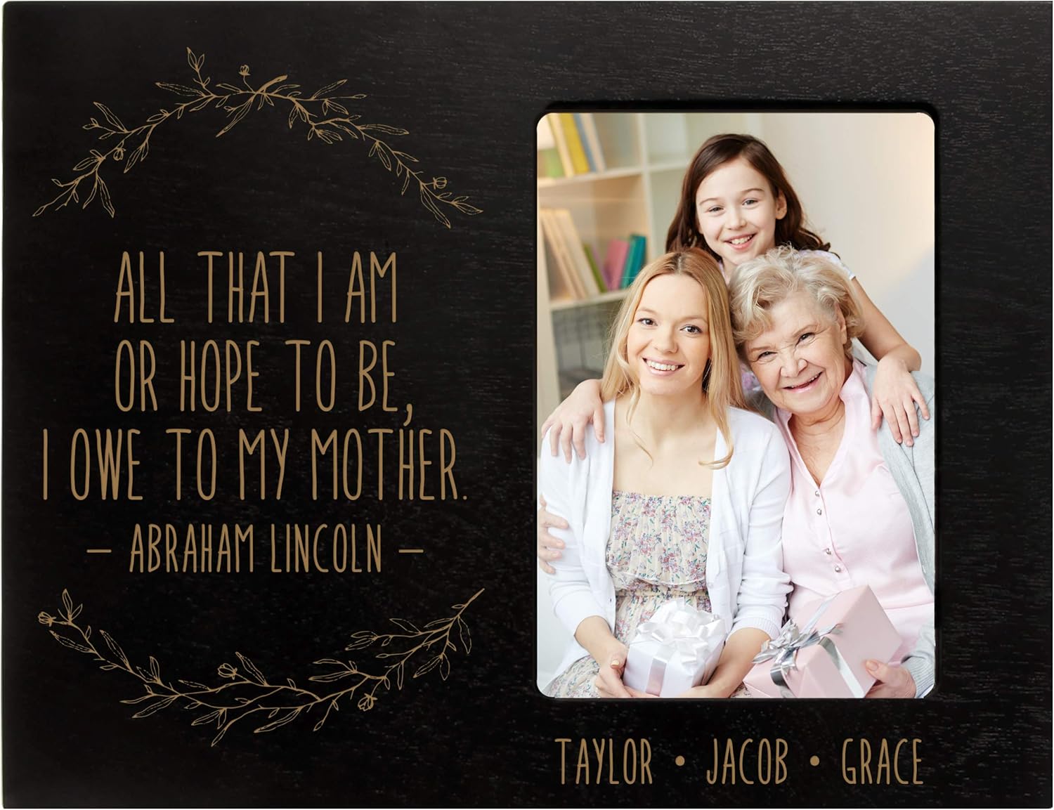 LifeSong Milestones Personalized Grandmother Gift All That I Am Or Hope to Be from Grandson, Nephew, Granddaughter, Grandchildren Vertical Frame 4”x6” Photo Measures 8”x10” (Cherry)