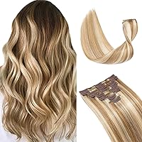 Vista 16 de Extensiones de cabello con clip, cabello humano Remy, extensiones de cabello largo lacio de una pieza con 5 clips, con gancho para colgar