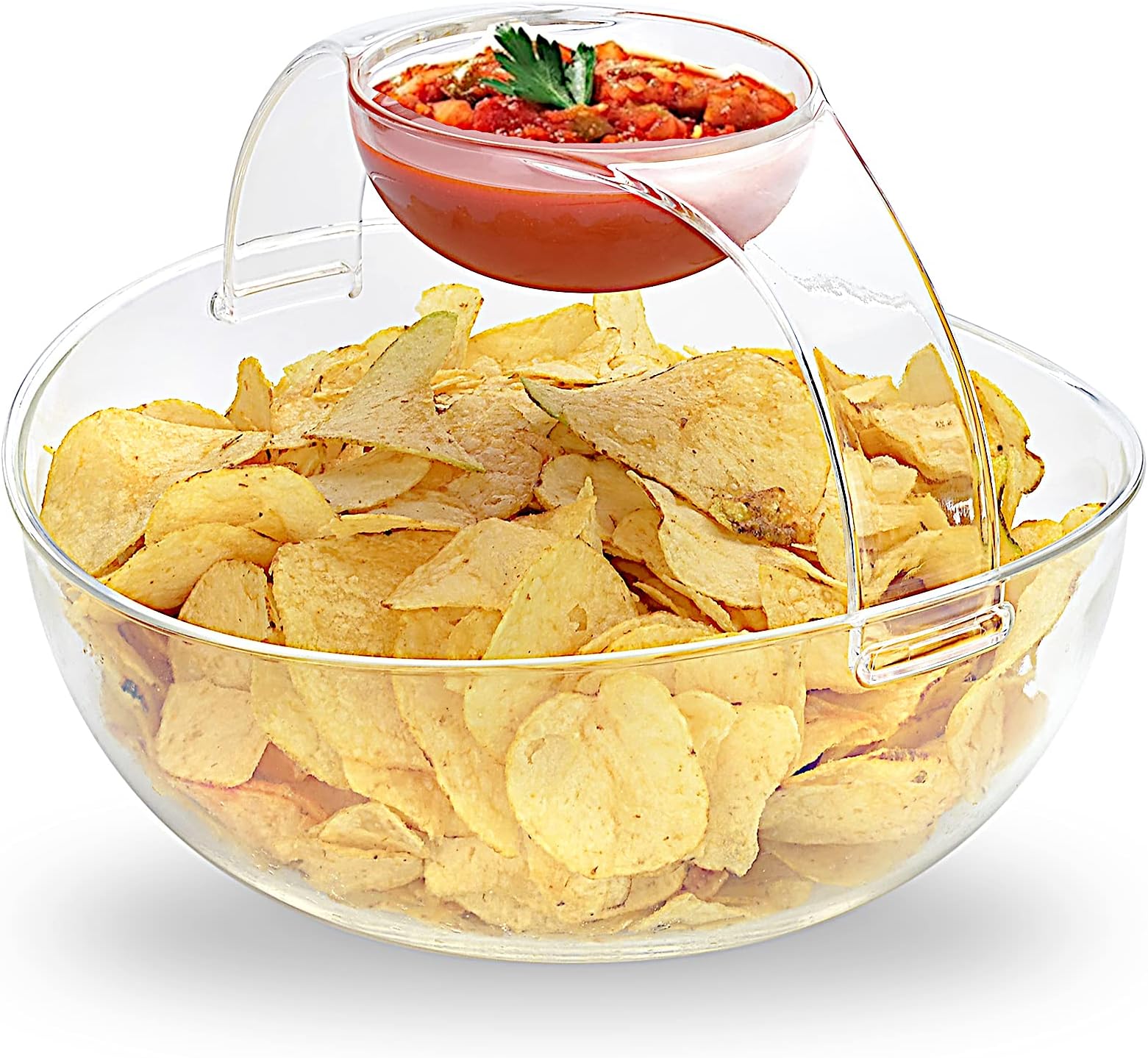 Roe & Moe Chip and Dip Acrylic Bowl Set (3L main bowl, 200ml clip-on dipping bowl)