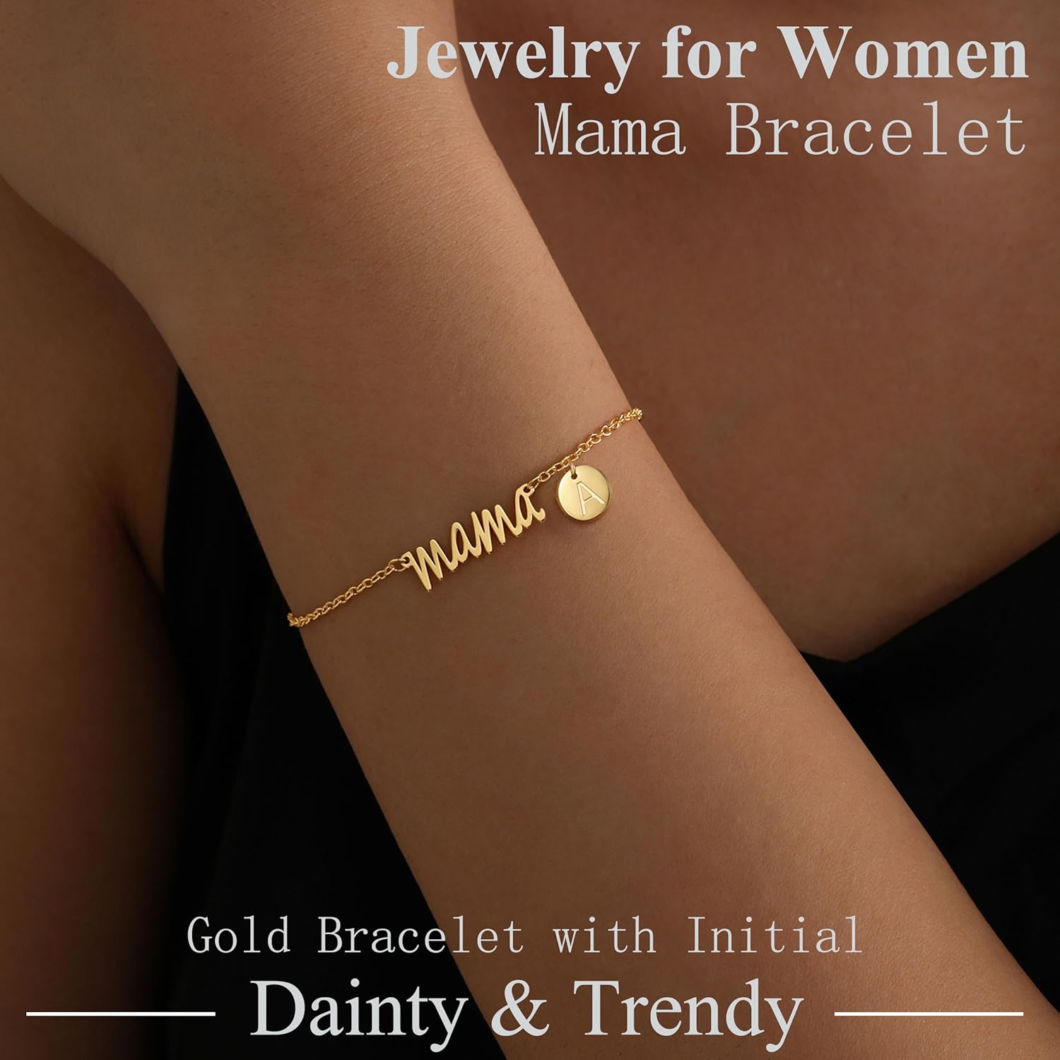 Mama Bracelet for Women - Gold Initial Bracelet for Mom, Stepmom, Bonus Mom, Mother in Law, Wife - Image 3