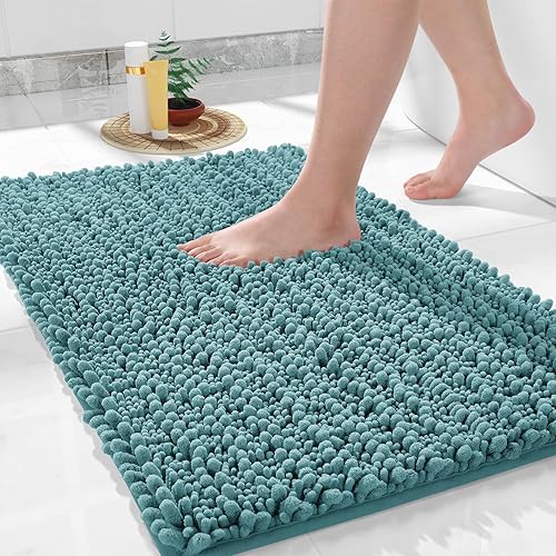 Miniatura 8 de Yimobra Tapete de baño lanudo de lujo para inodoro en forma de U para baño, 24.4 x 20.4 pulgadas, suave y cómodo, máxima absorción, secado rápido,