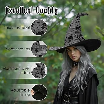 HOMELEX Wicked Witch Hat Broken Holes Adult Witches Hat Halloween Costume Accessory