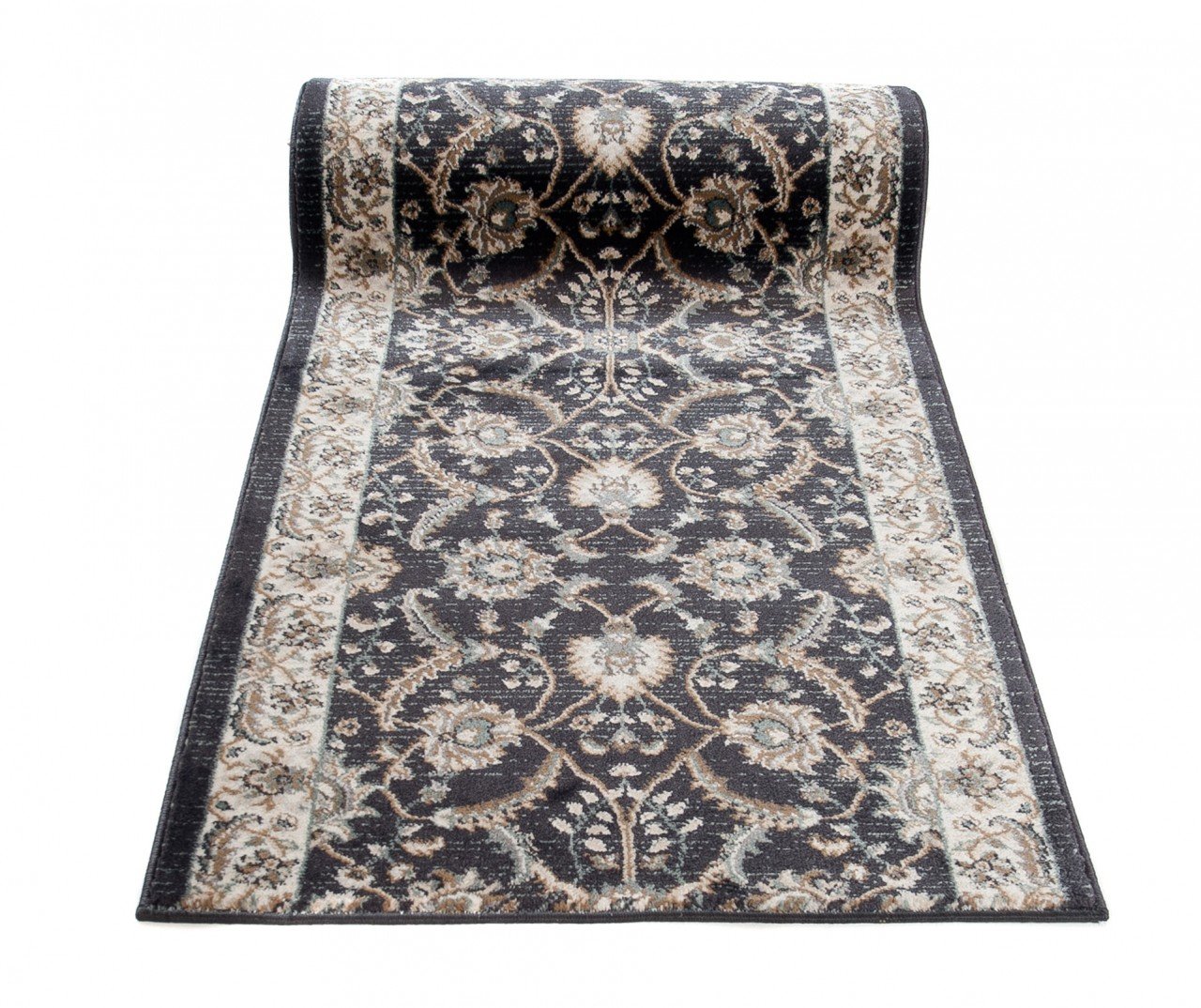 Läufer Teppich Flur in Anthrazit Schwarz - Orientalisch Klassischer Muster - Brücke Läuferteppich nach Maß - 80 cm Breit - AYLA Kollektion von Carpeto - 80 x 300 cm