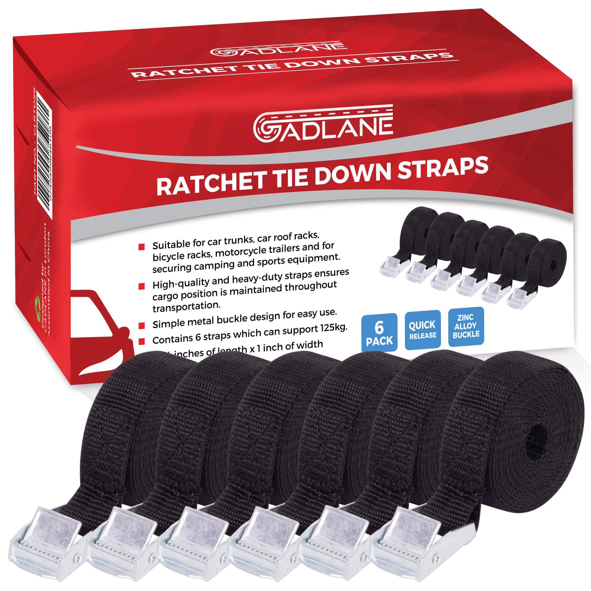 Buy GADLANE Ratchet Straps Tie Down Roof Rack Straps Lashing Tension