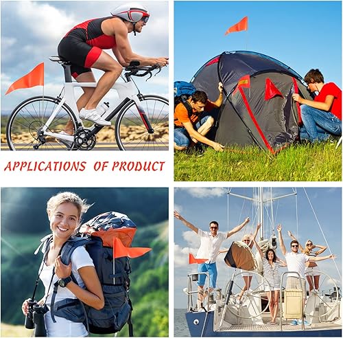 Miniatura 6 de Moukeren Bandera de seguridad para bicicleta, 4 unidades, repuesto de alta visibilidad, color naranja, banderín resistente al desgarro, impermeable,