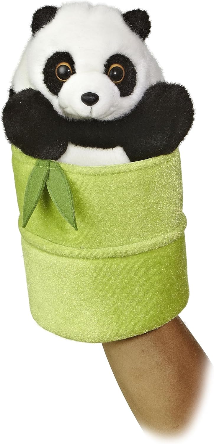 Aurora® Interactive Hand Puppet Panda Pop Up Puppet Stuffed Animal - Storytelling Adventures - Playful Learning - Multicolor 11 Inches